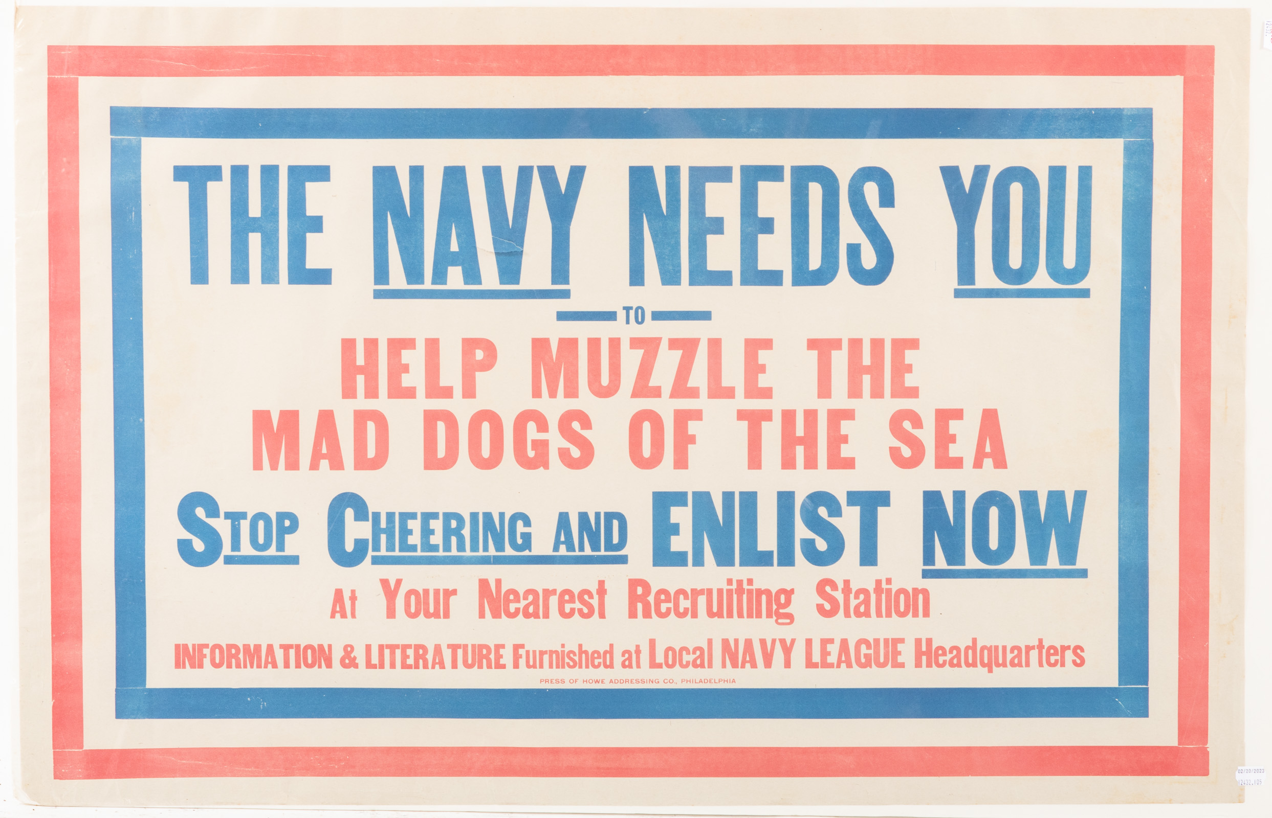 WORLD WAR I NAVY RECRUITING POSTER WWI