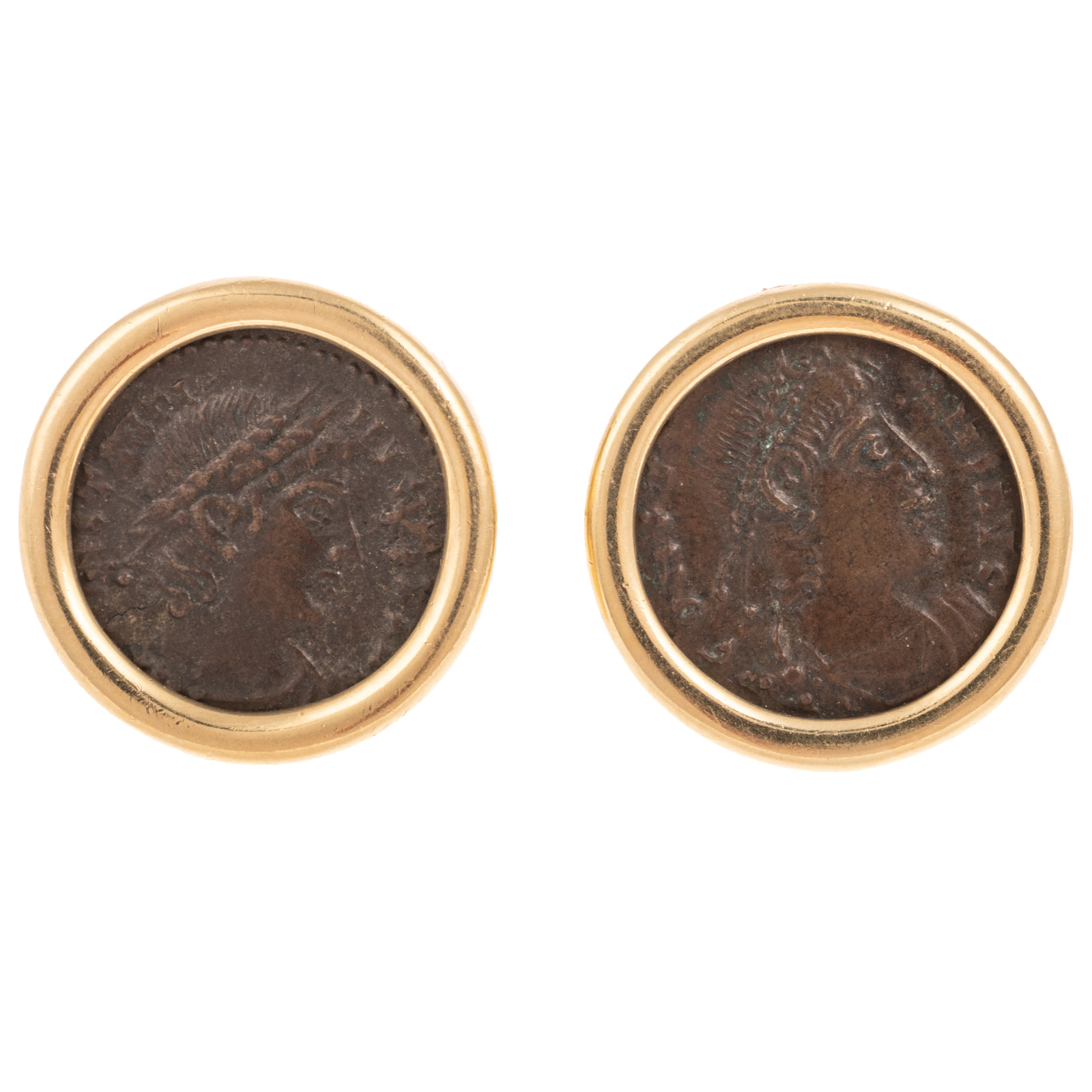 A PAIR OF ANCIENT ROMAN COIN EARRINGS