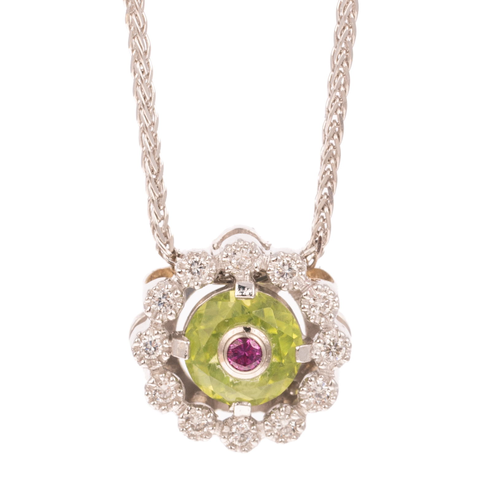 A GEMSTONE DIAMOND PENDANT ON 2ead43