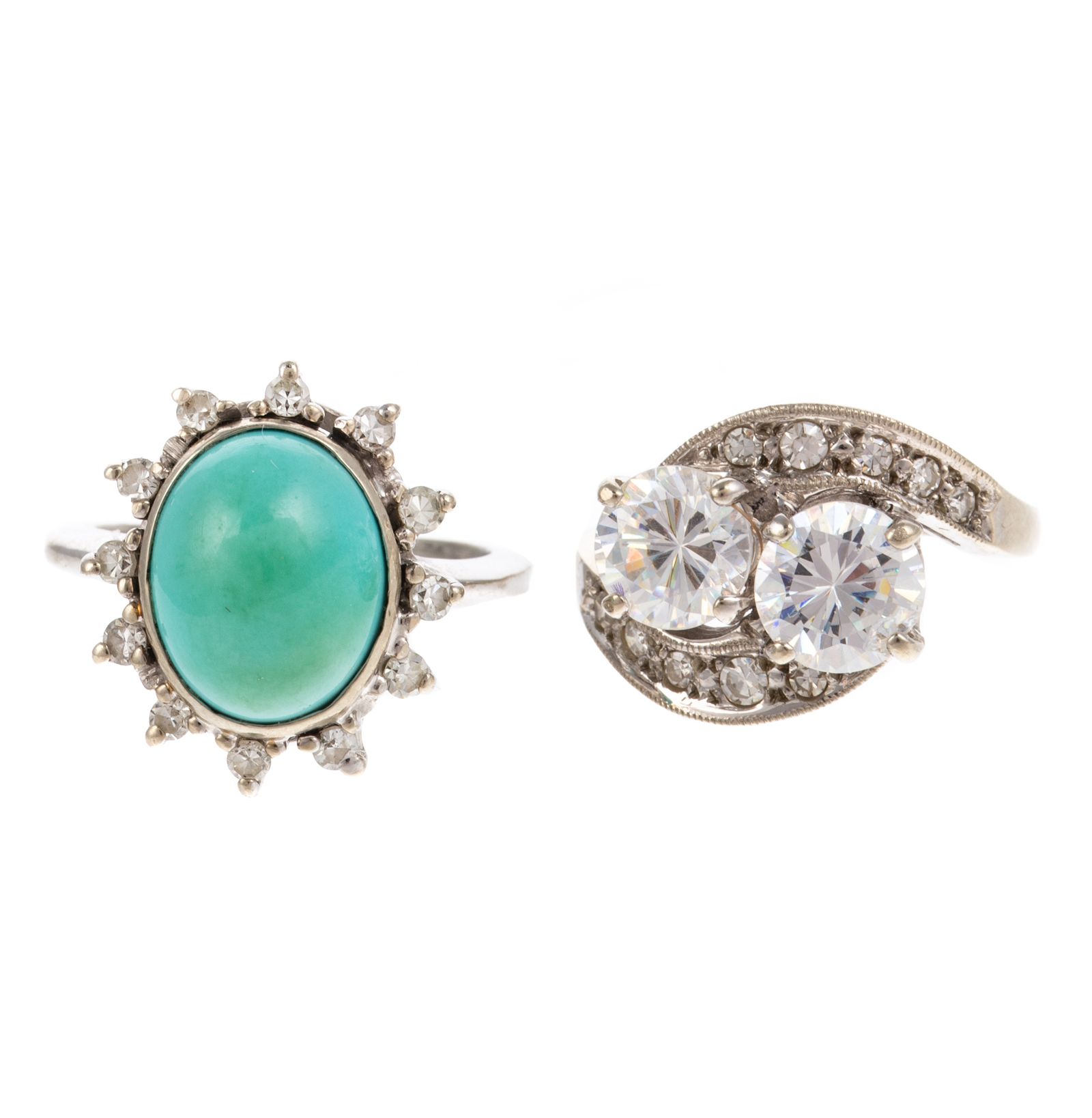 A TURQUOISE DIAMOND RING AND 2ead53