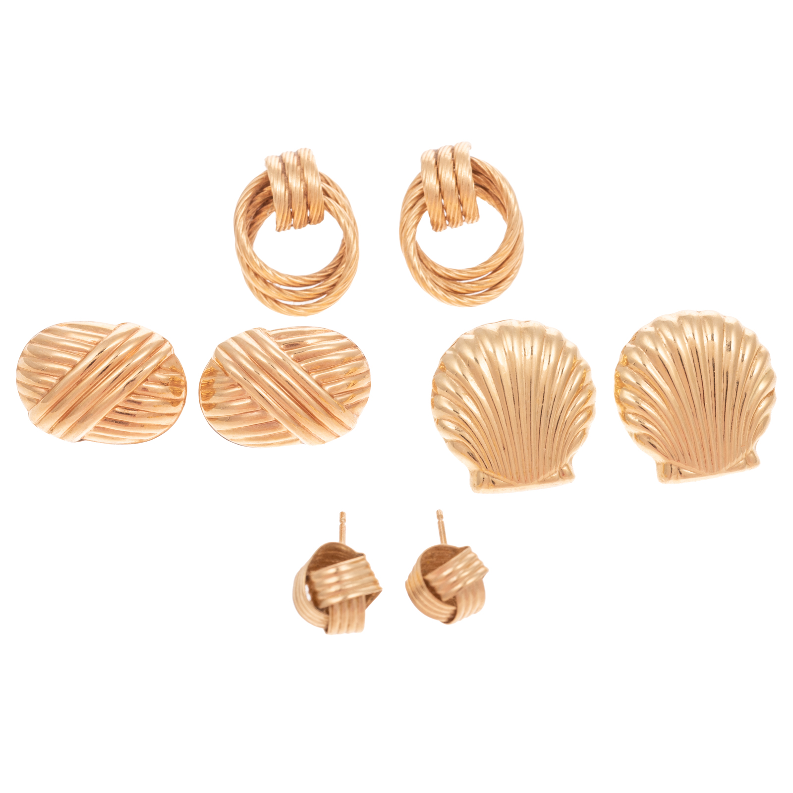 FOUR PAIRS OF 14K EARRINGS Four