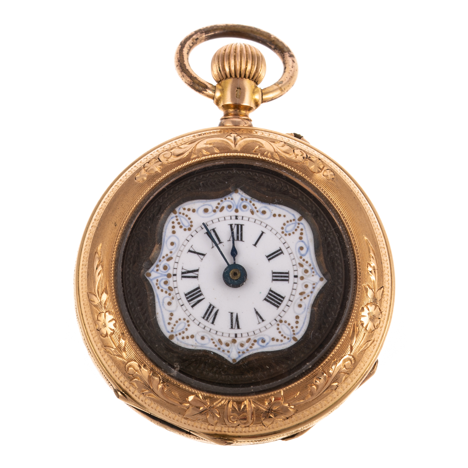 AN 18K SWISS ENGRAVED POCKET WATCH