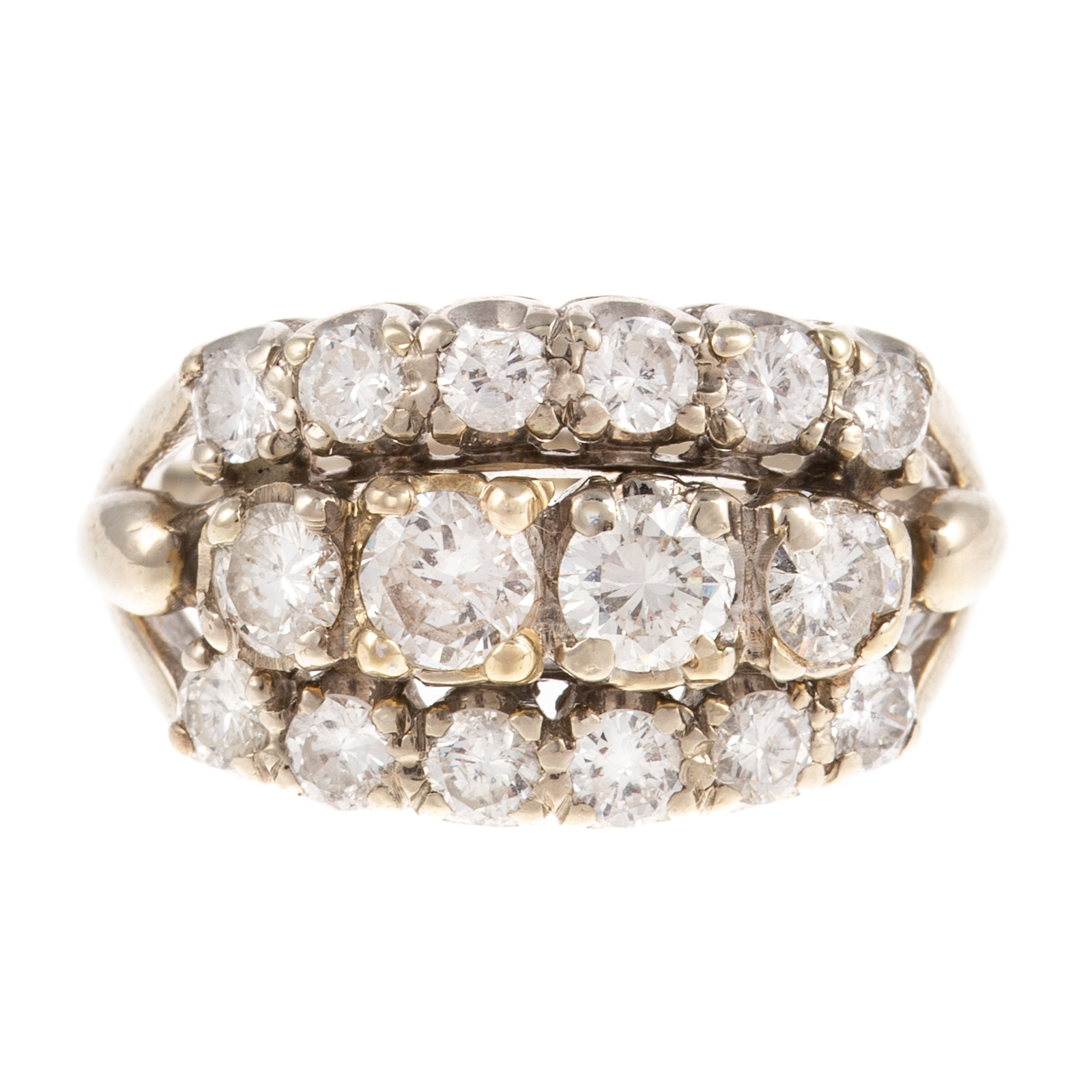 A TRIPLE ROW DIAMOND BAND IN 14K 2ead7b