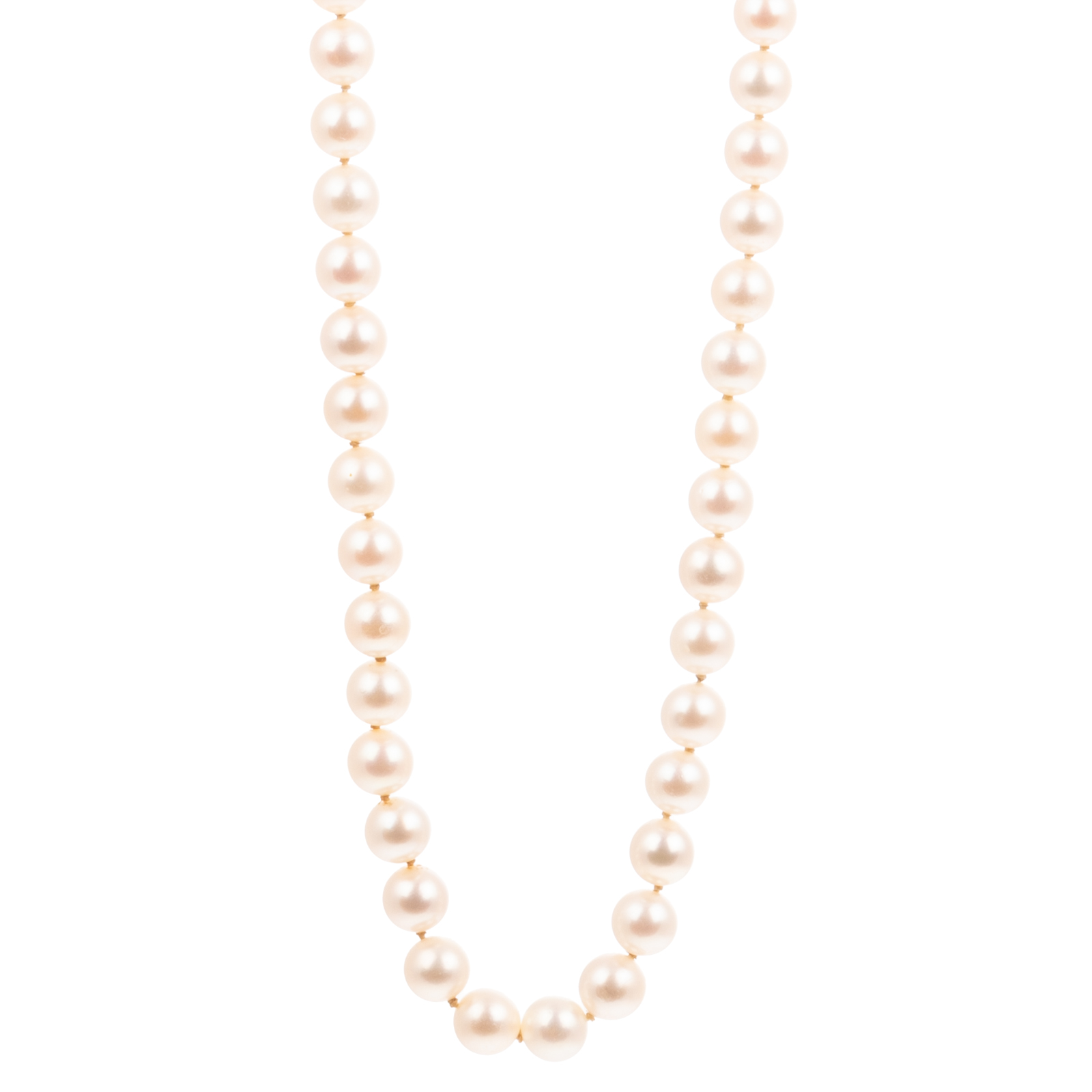 A STRAND OF 6.5 - 7 MM MIKIMOTO PEARLS