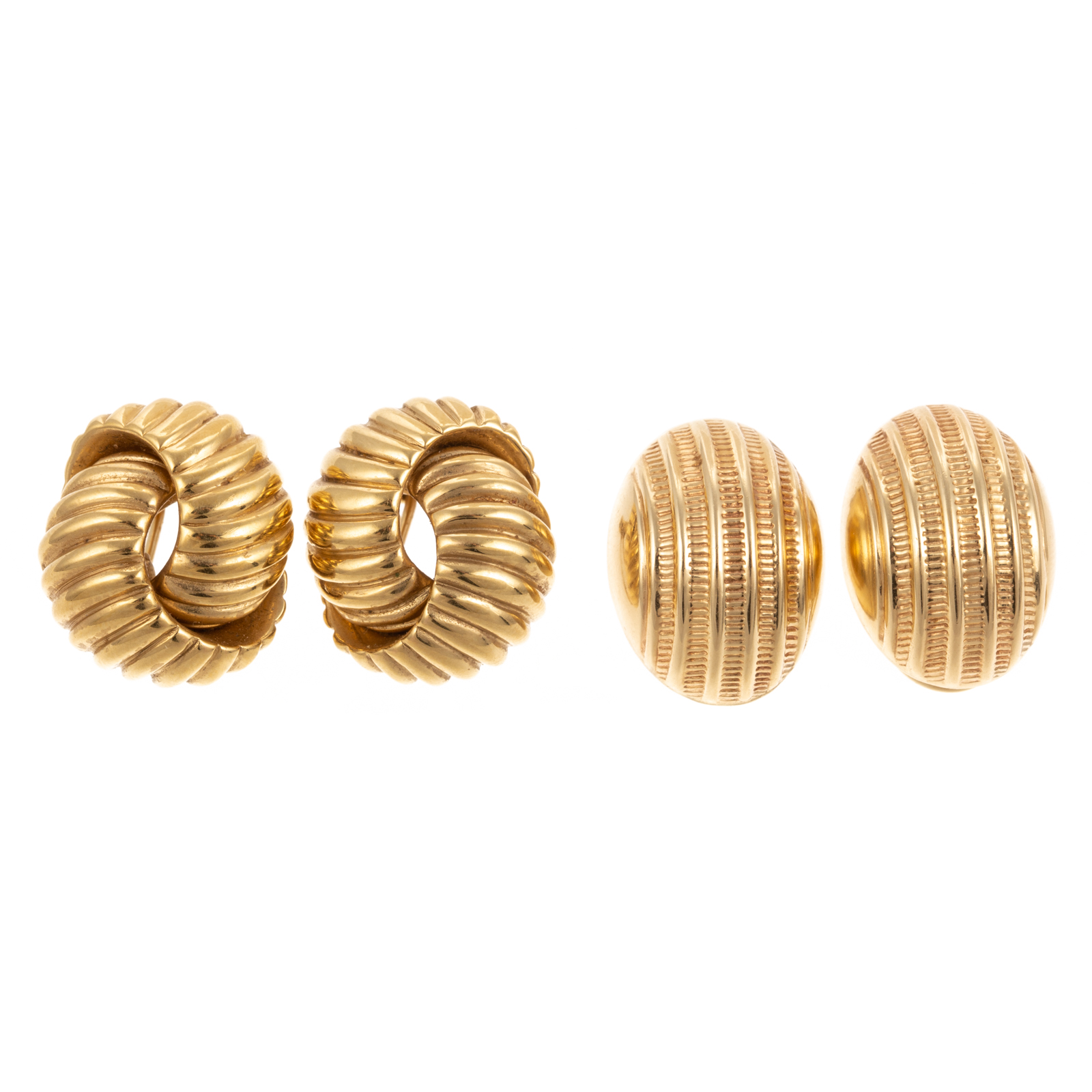 TWO PAIRS OF 14K YELLOW GOLD EAR 2ead92