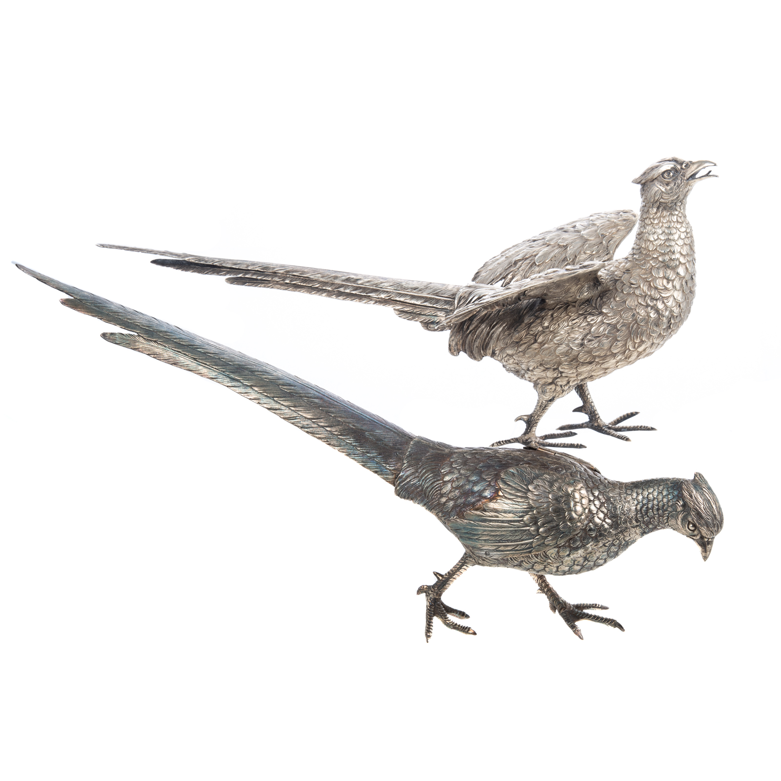 TWO CONTINENTAL SILVER PHEASANT
