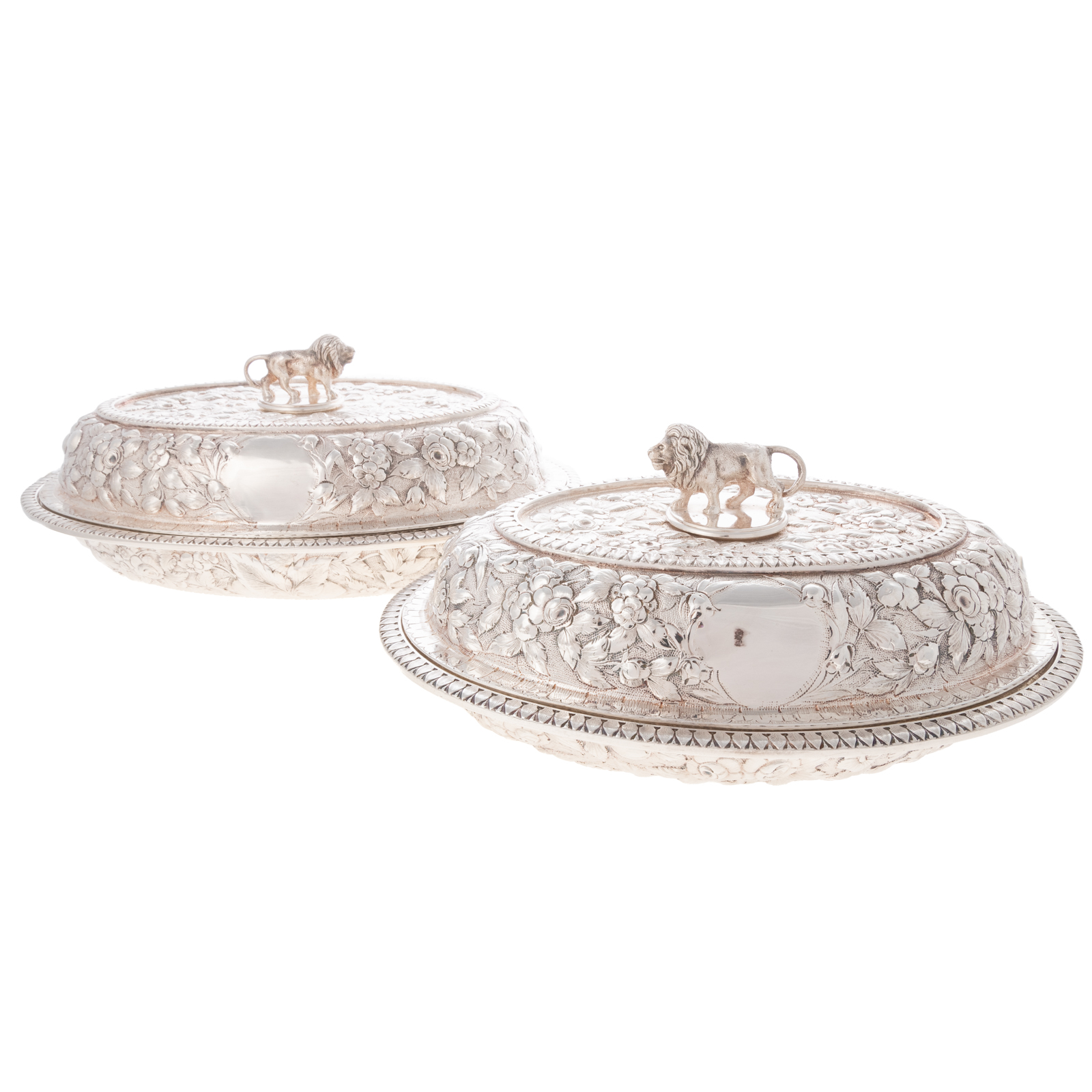 A PAIR OF SILVER PLATED REPOUSSE
