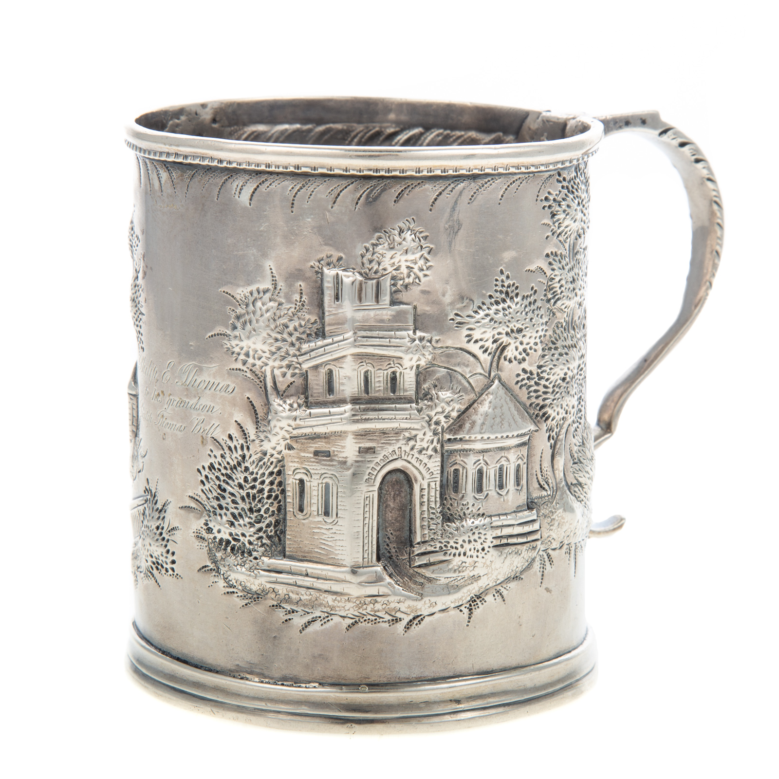 SAMUEL KIRK COIN SILVER MUG OF