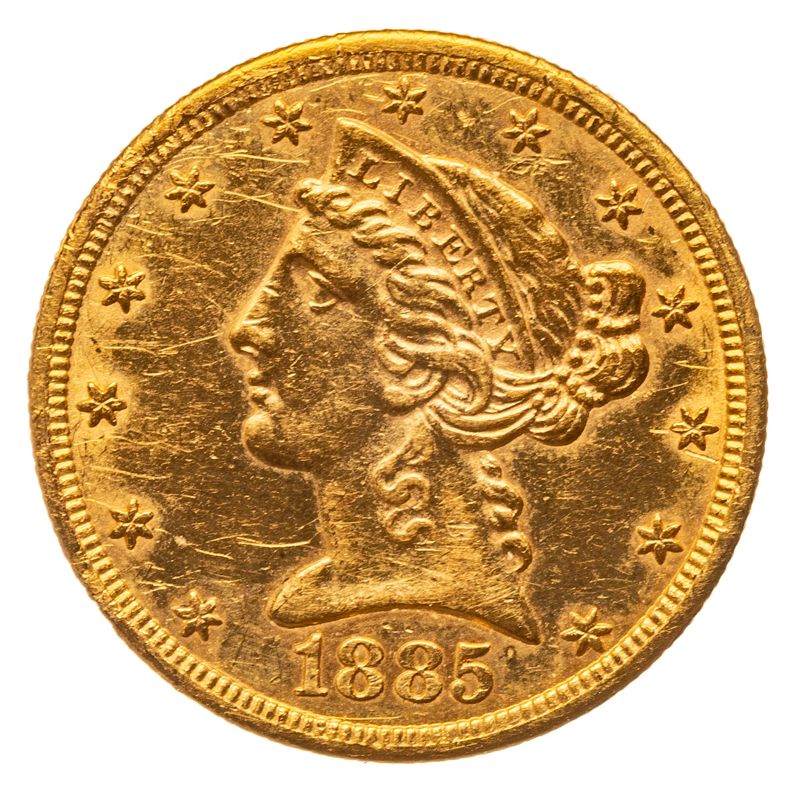 1885 S 5 LIBERTY GOLD HALF EAGLE 2eae08