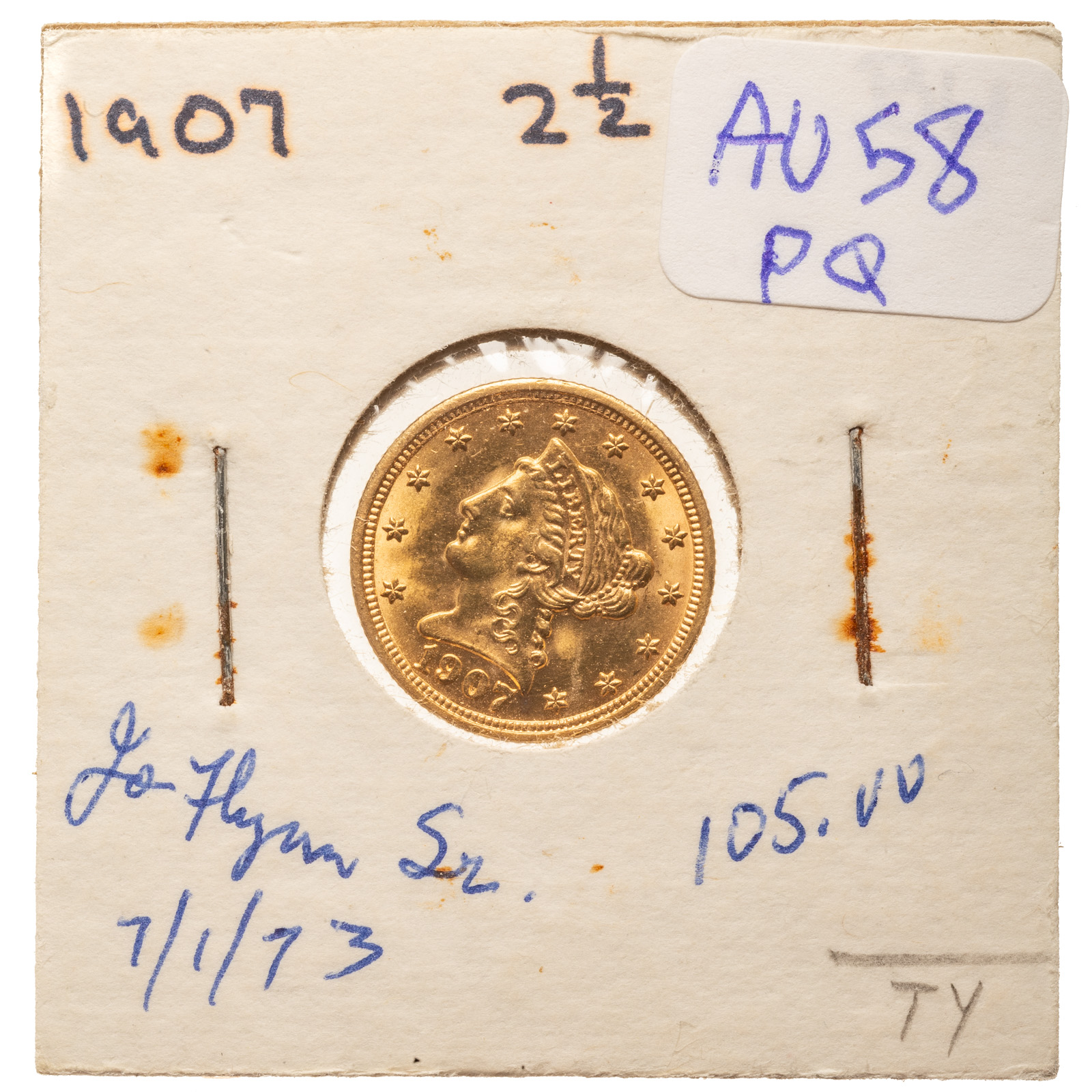 1907 2 50 LIBERTY GOLD QUARTER 2eae1c