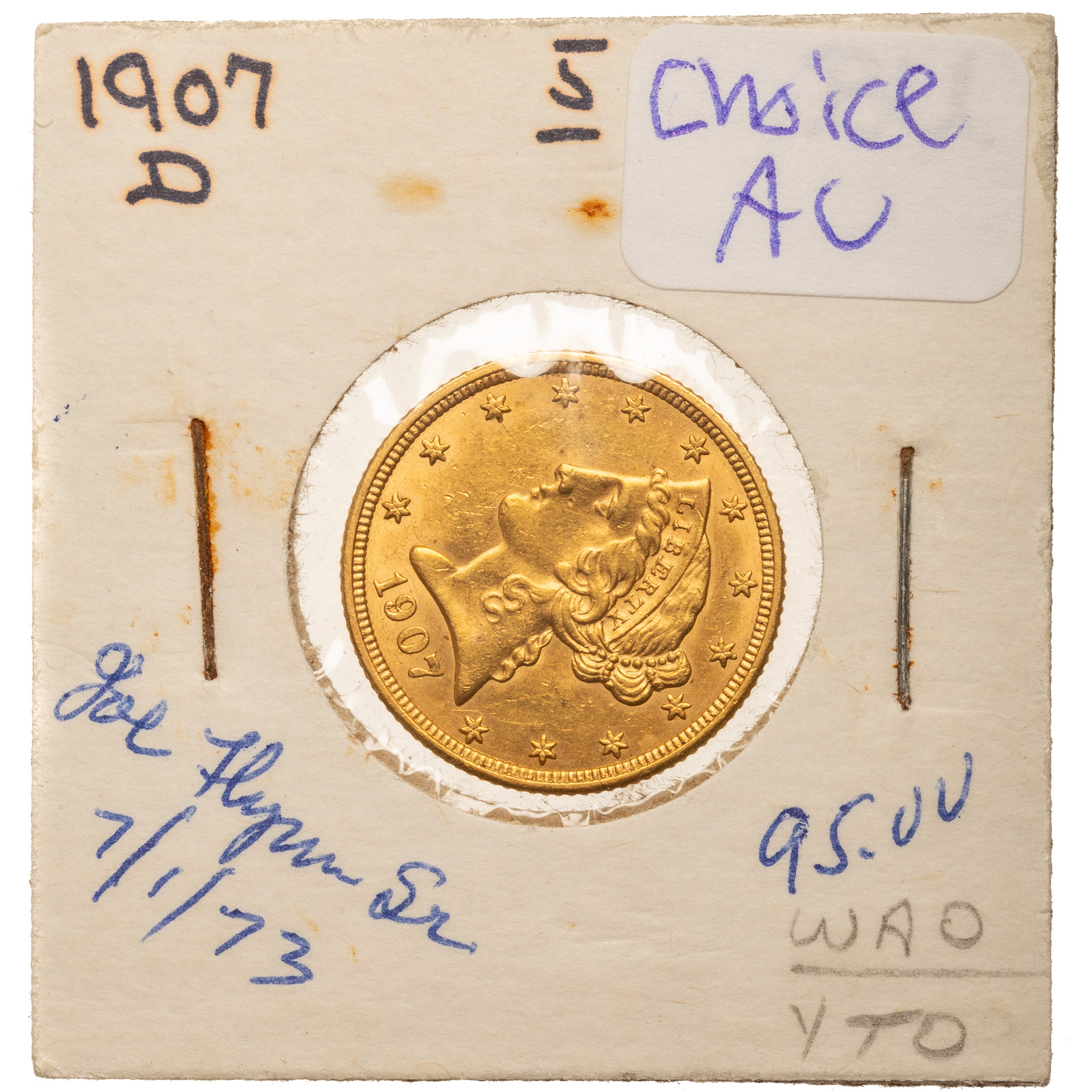 1907-D $5 LIBERTY GOLD HALF EAGLE
