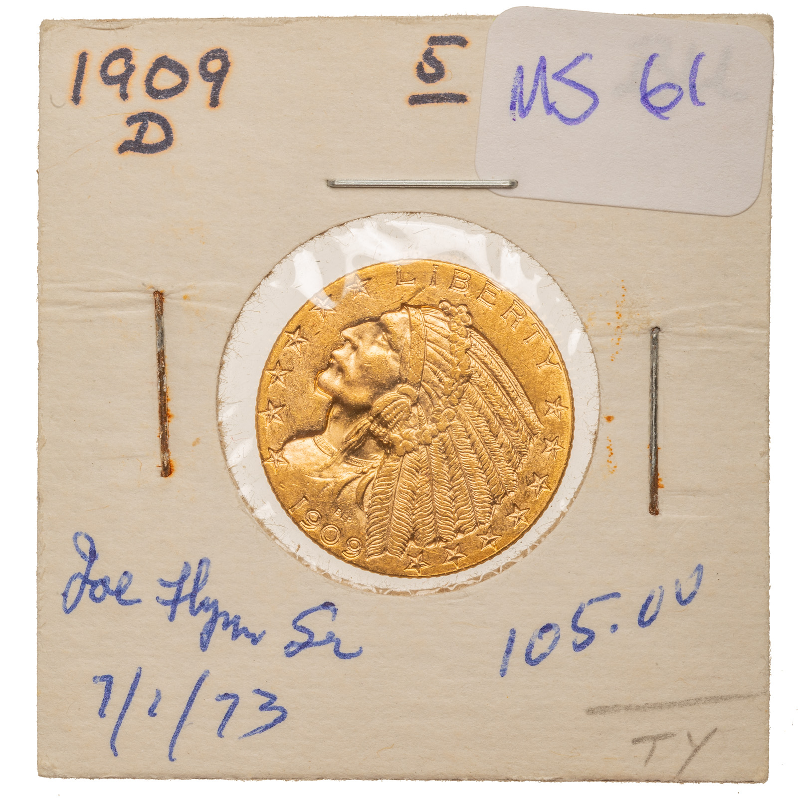 1909-D $5 INDIAN GOLD HALF EAGLE