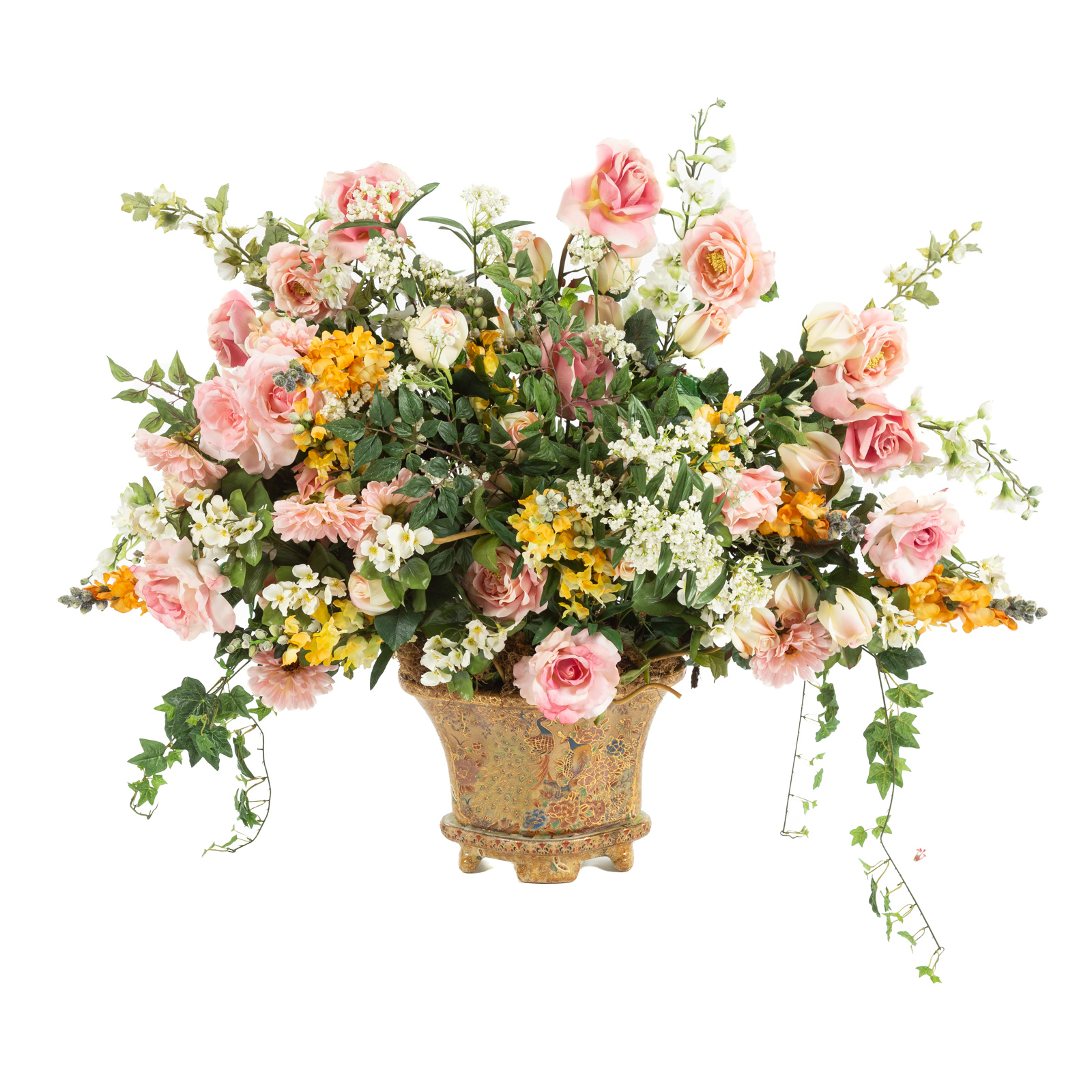 FAUX FLORAL ARRANGEMENT ROSES &