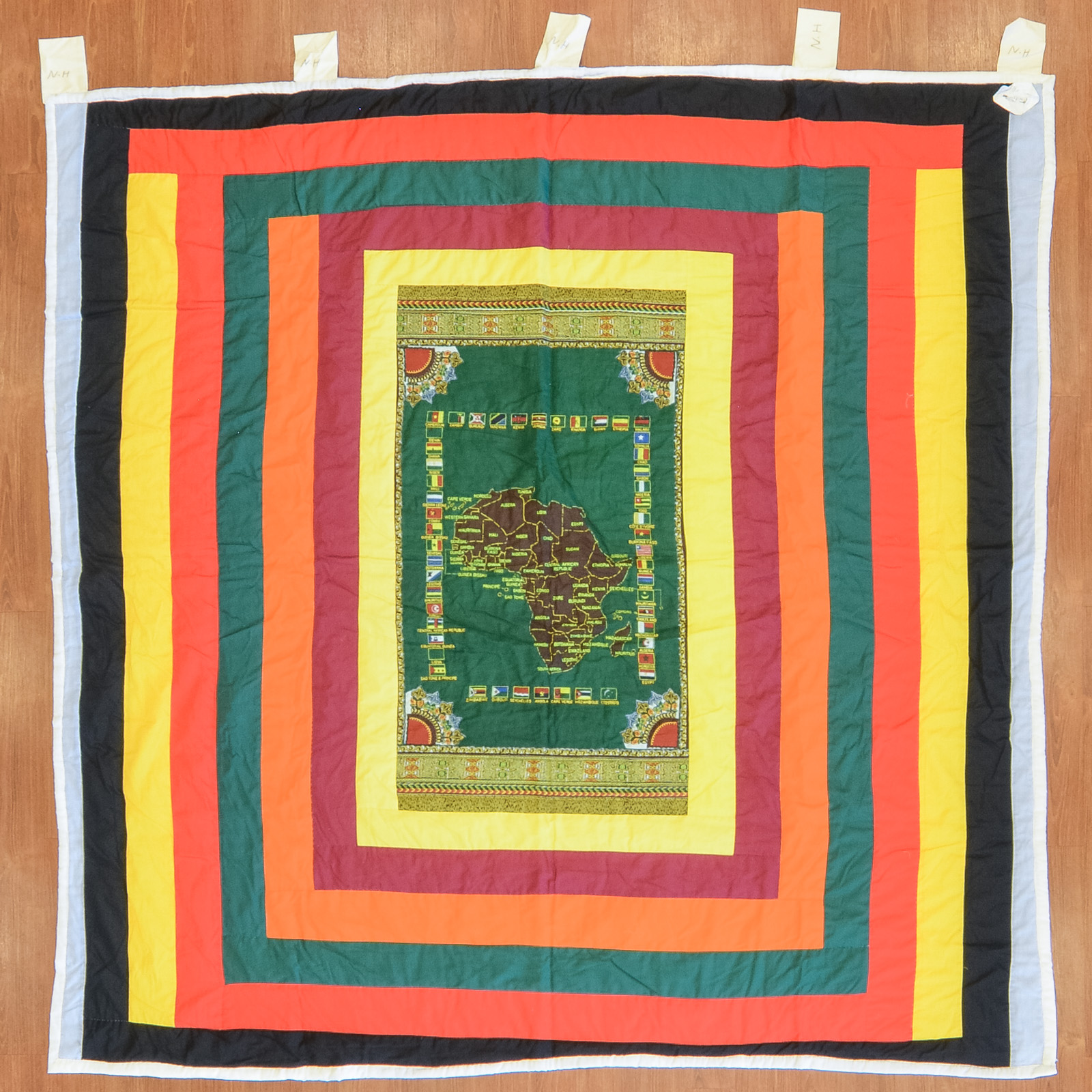 HAND-STITCHED "MAP OF AFRICA" QUILT
