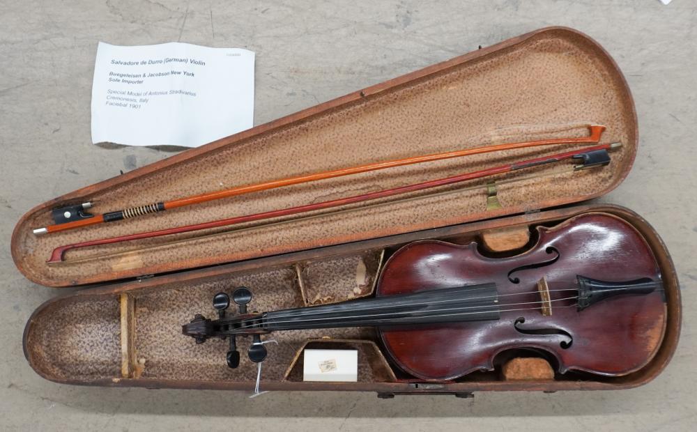 GERMAN FRUITWOOD VIOLIN WITH TWO BOWS