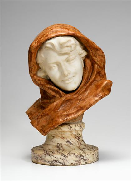Variegated marble bust of a maiden