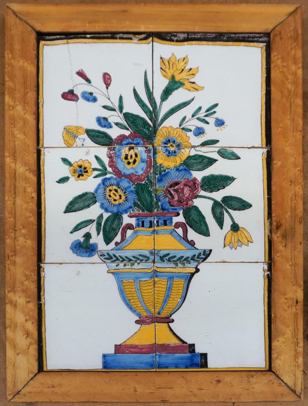 SPANISH FLORAL DECORATED SIX TILE