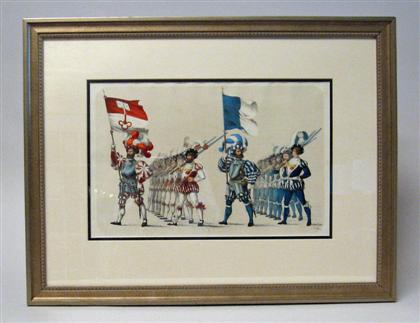 Five framed color lithographs of 4a774