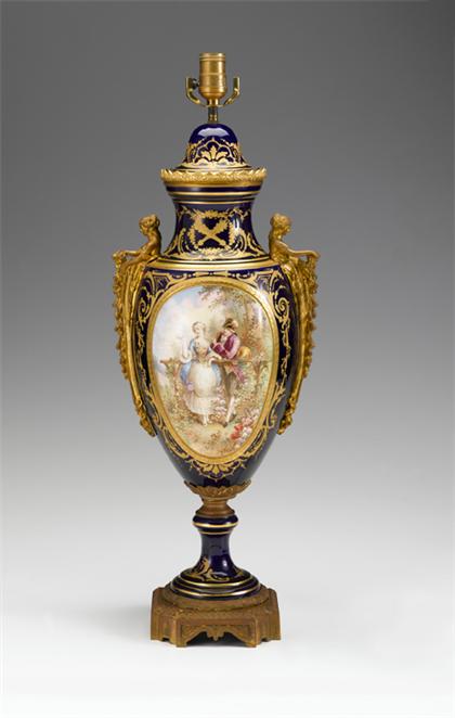 Sevres style gilt bronze mounted