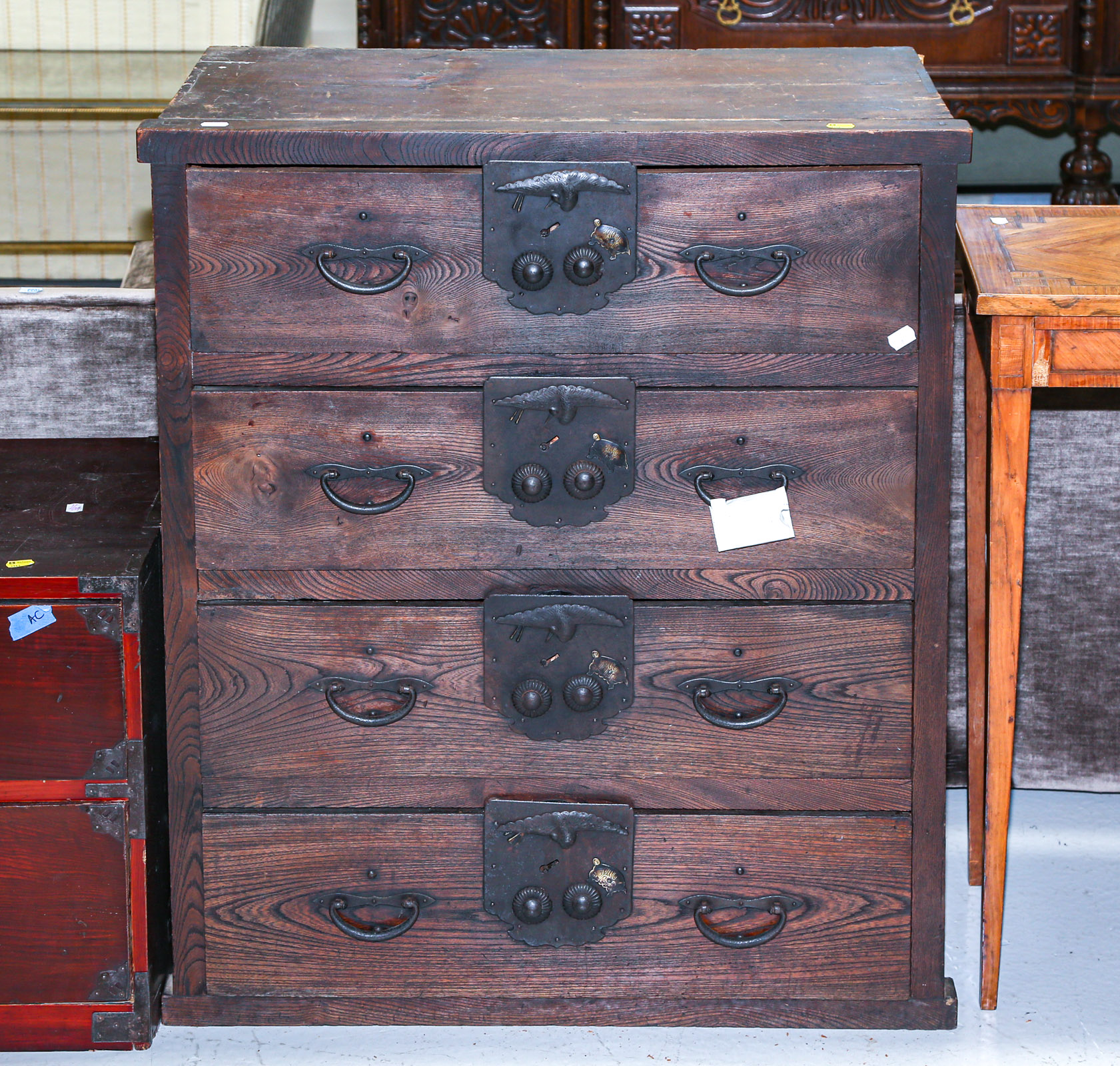 ANTIQUE JAPANESE ELM CHEST OF DRAWERS