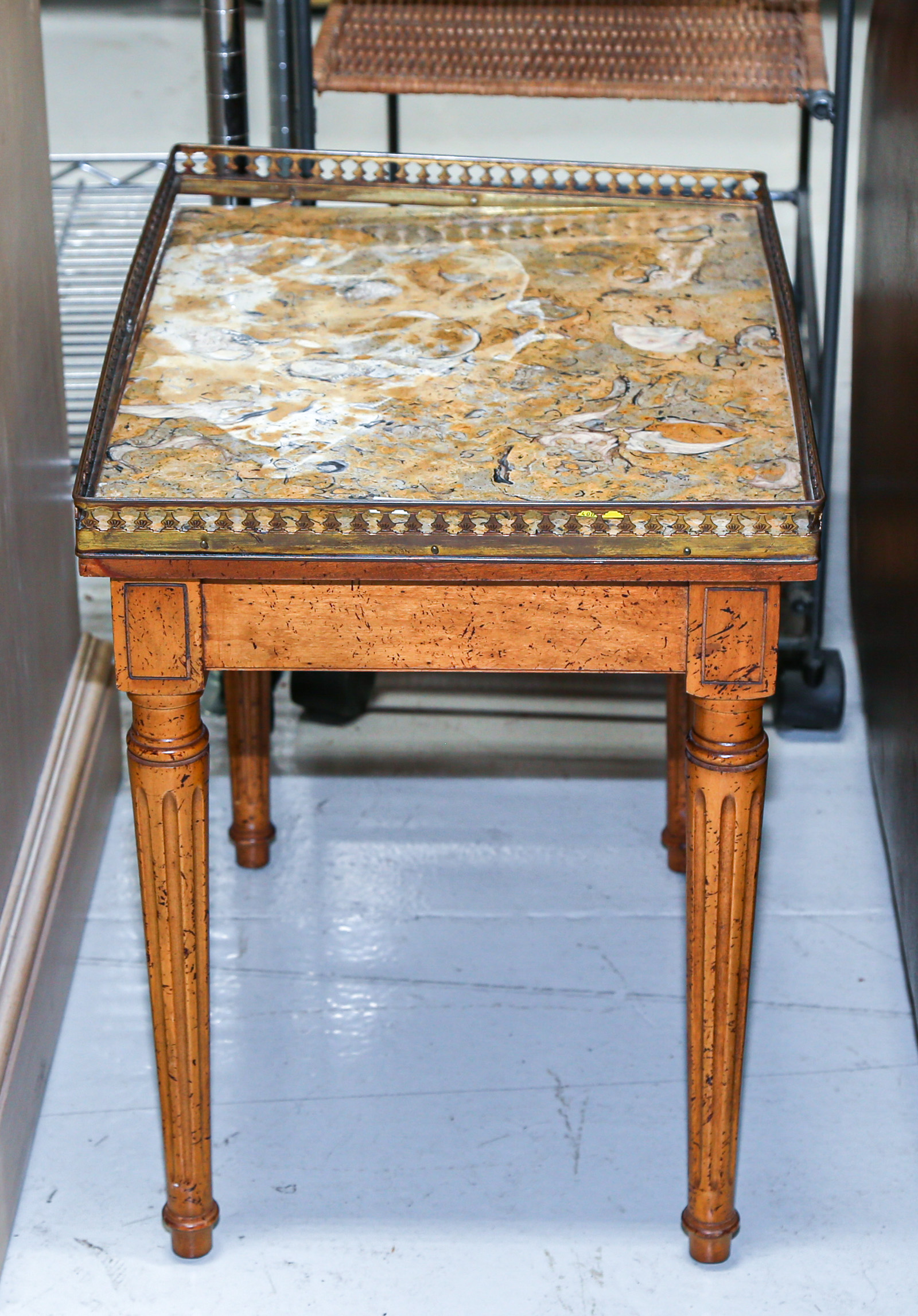 WALNUT OCCASIONAL TABLE WITH MARBLE 2e8b65