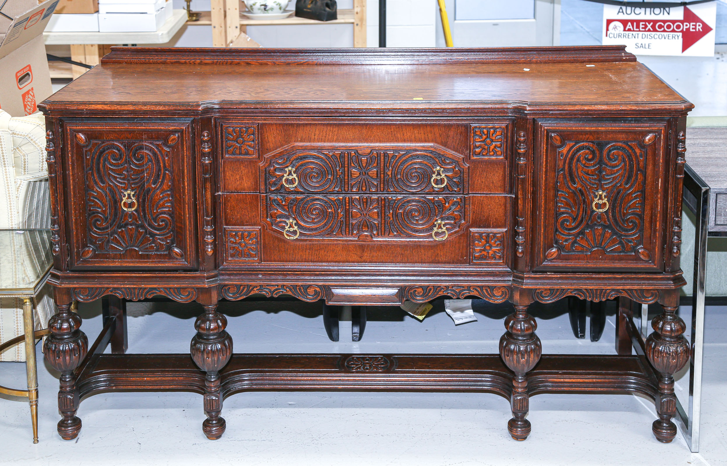 TUDOR REVIVAL OAK SIDEBOARD 1st