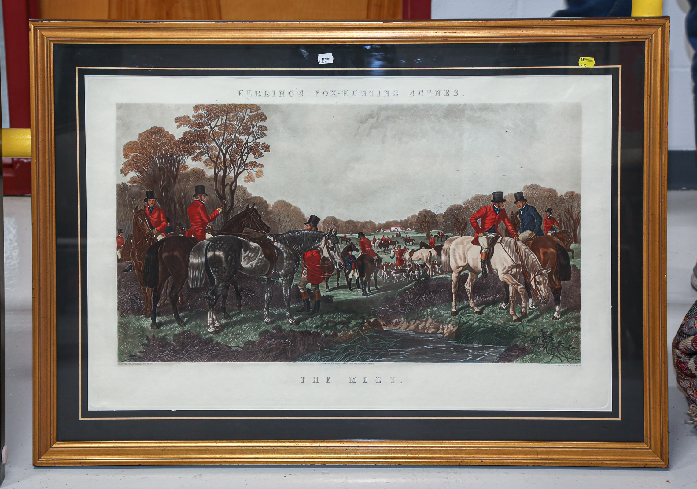 FRAMED FOX HUNTING SCENE AFTER HERRING