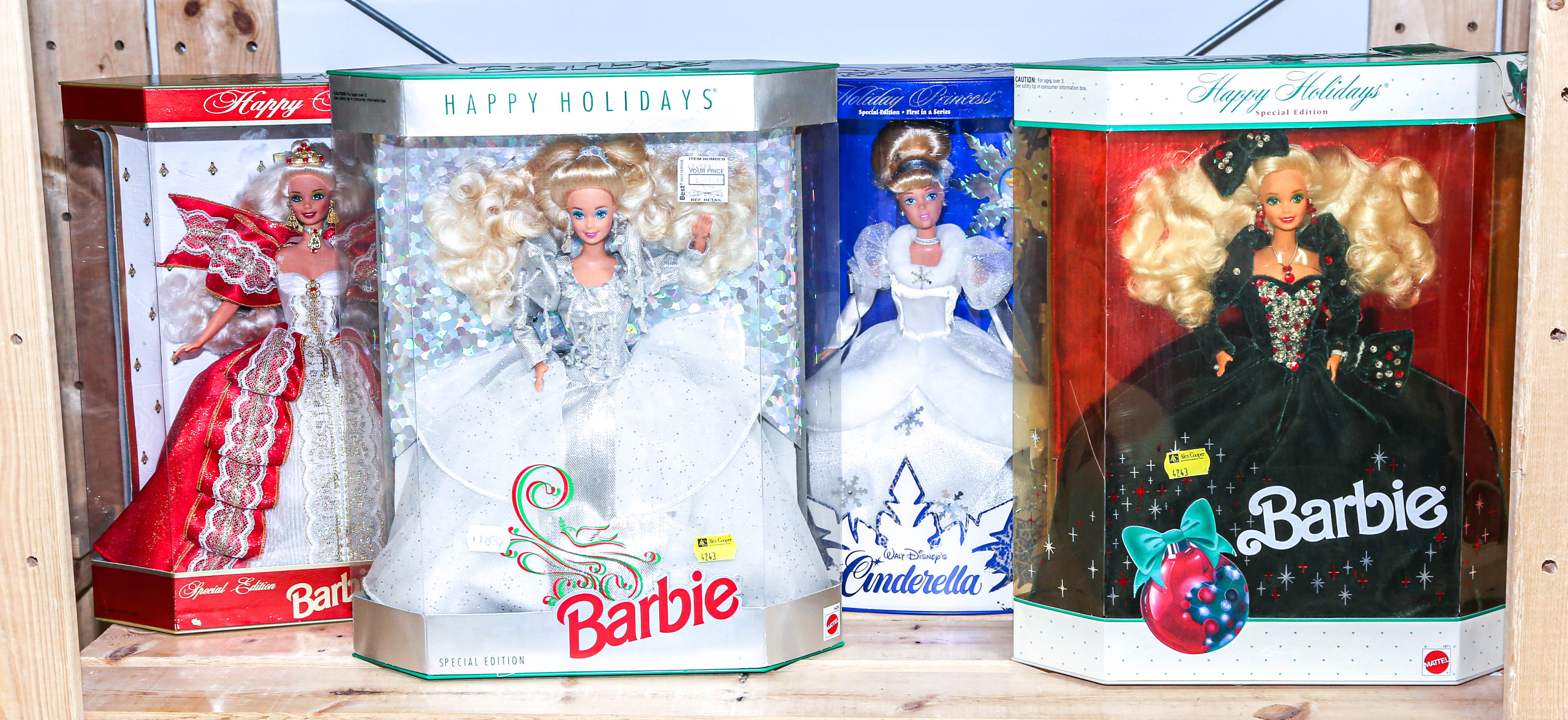 THREE HAPPY HOLIDAY BARBIES; DISNEY