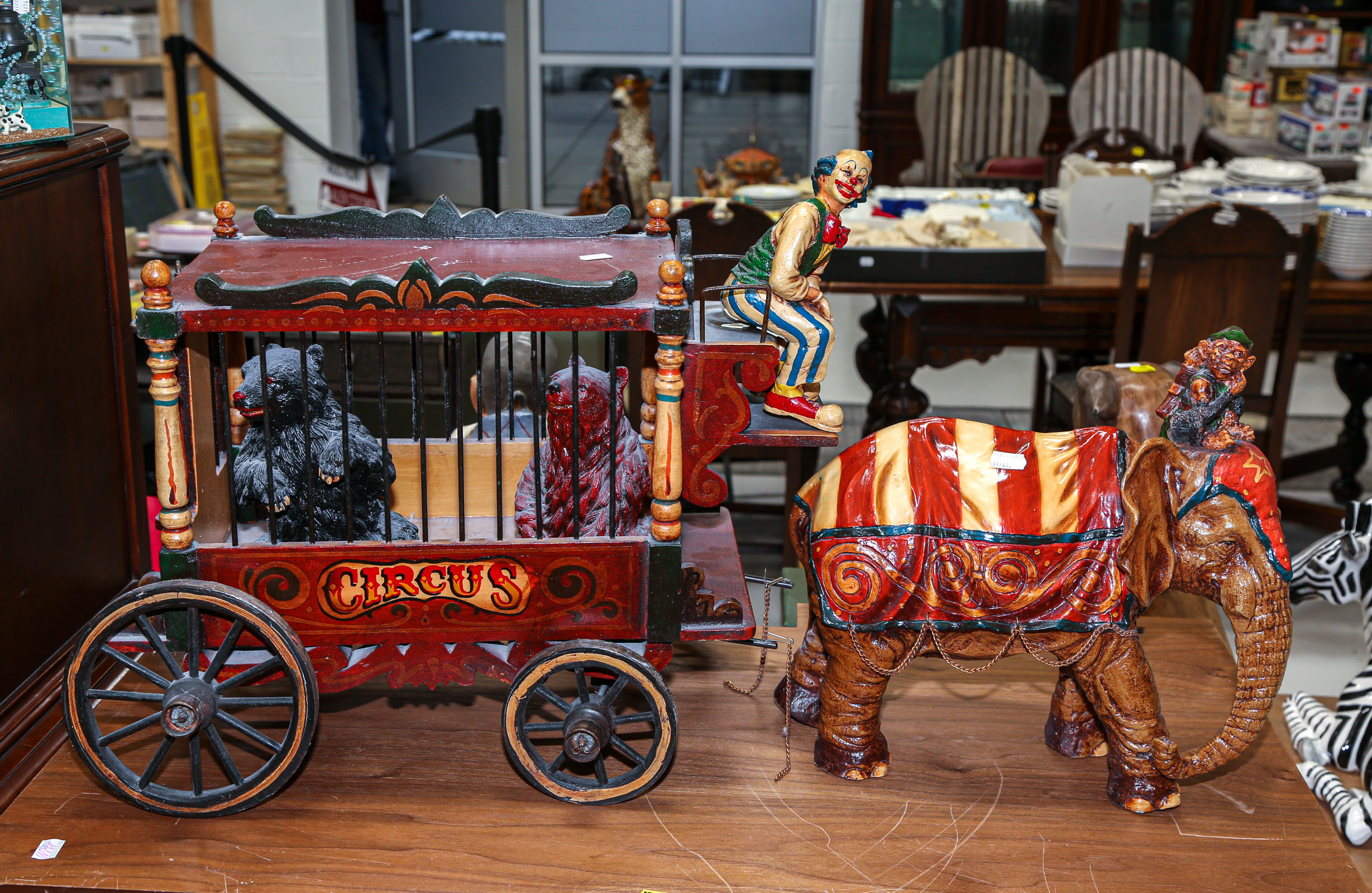 PAINTED WOOD & COMPOSITION CIRCUS WAGON