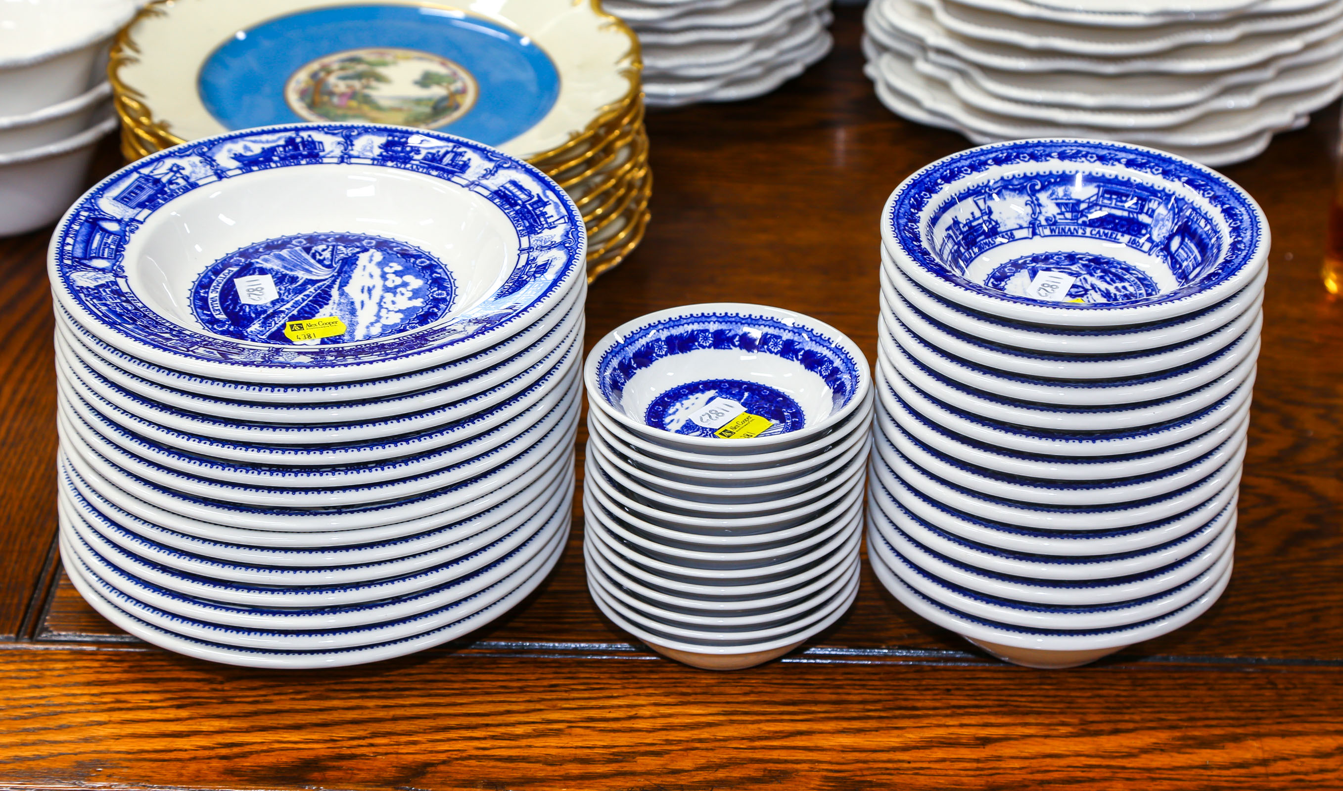 THREE STACKS OF B&O SHENANGO BOWLS