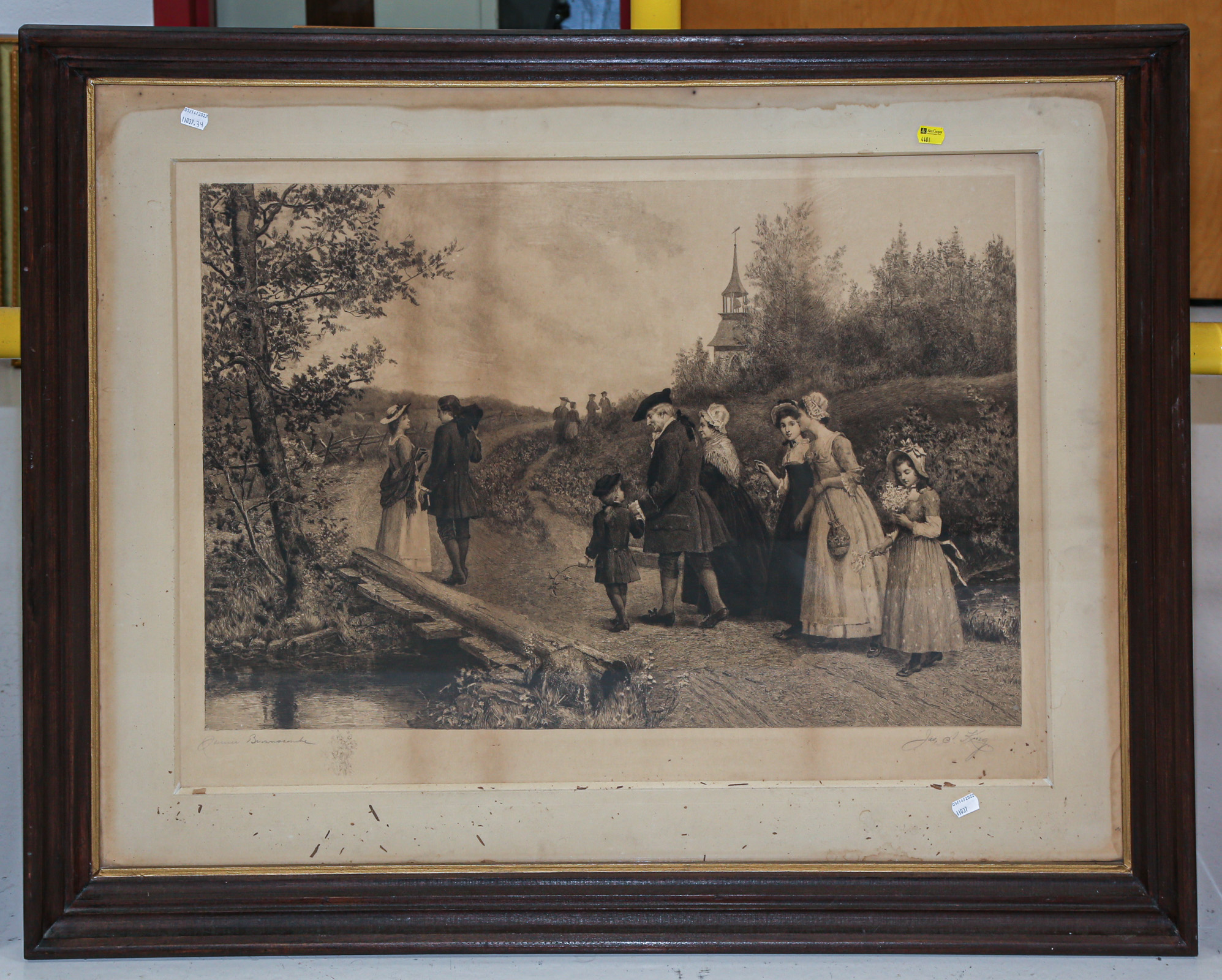 LARGE FRAMED LATE 19TH CENTURY