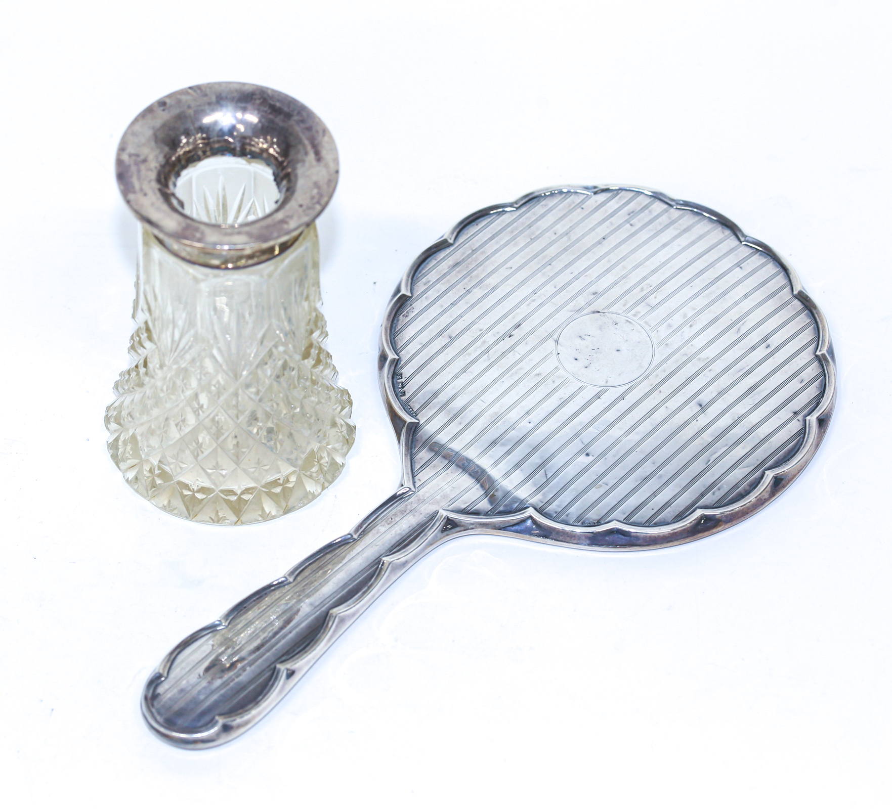 ENGLISH STERLING-MOUNTED HAND MIRROR