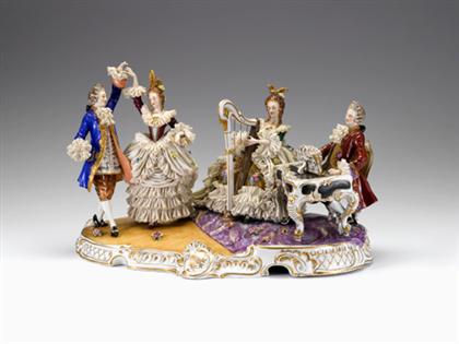 Large German porcelain lace figure group