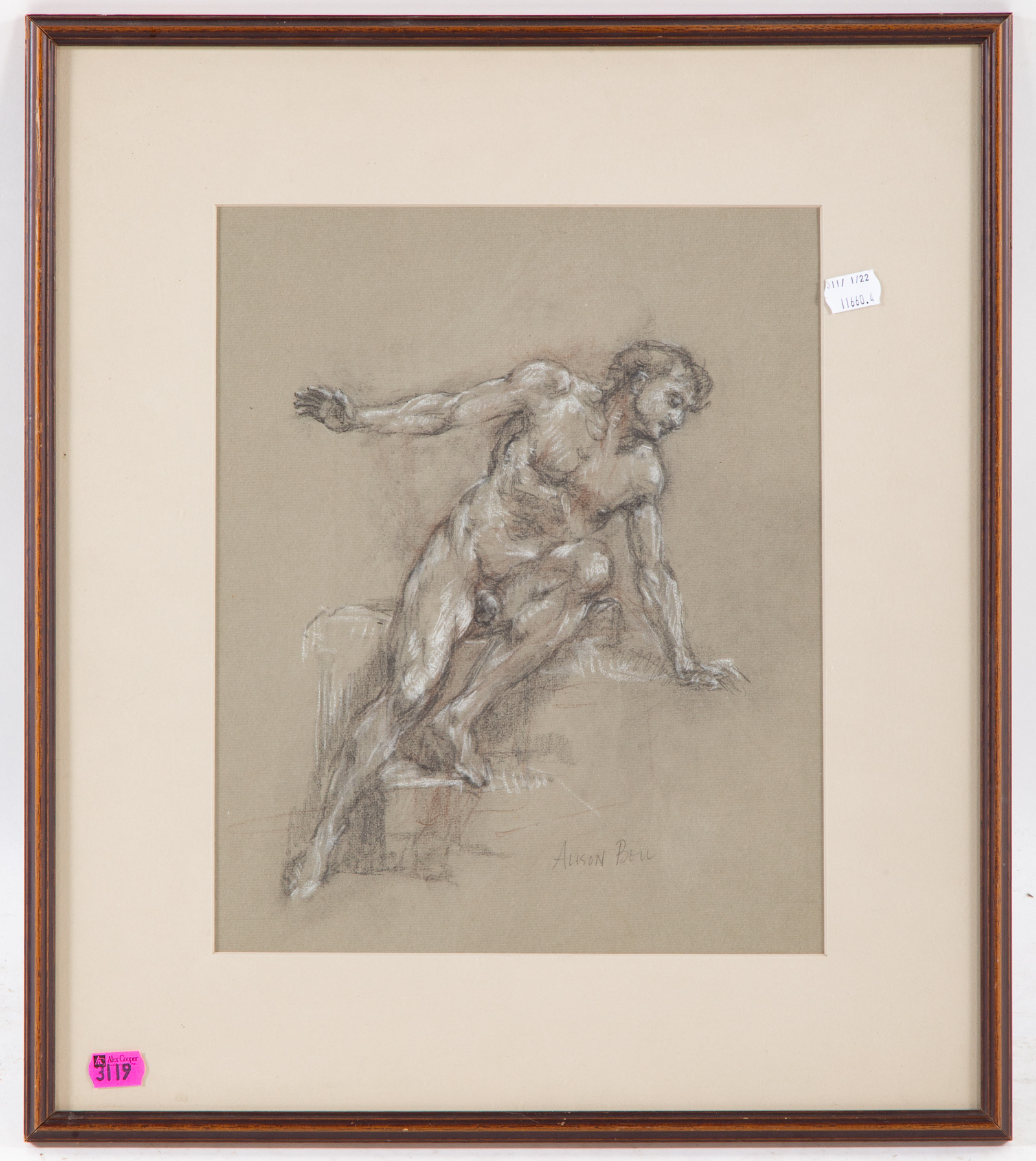 ALISON BELL. STUDY OF A MALE NUDE, CONTE