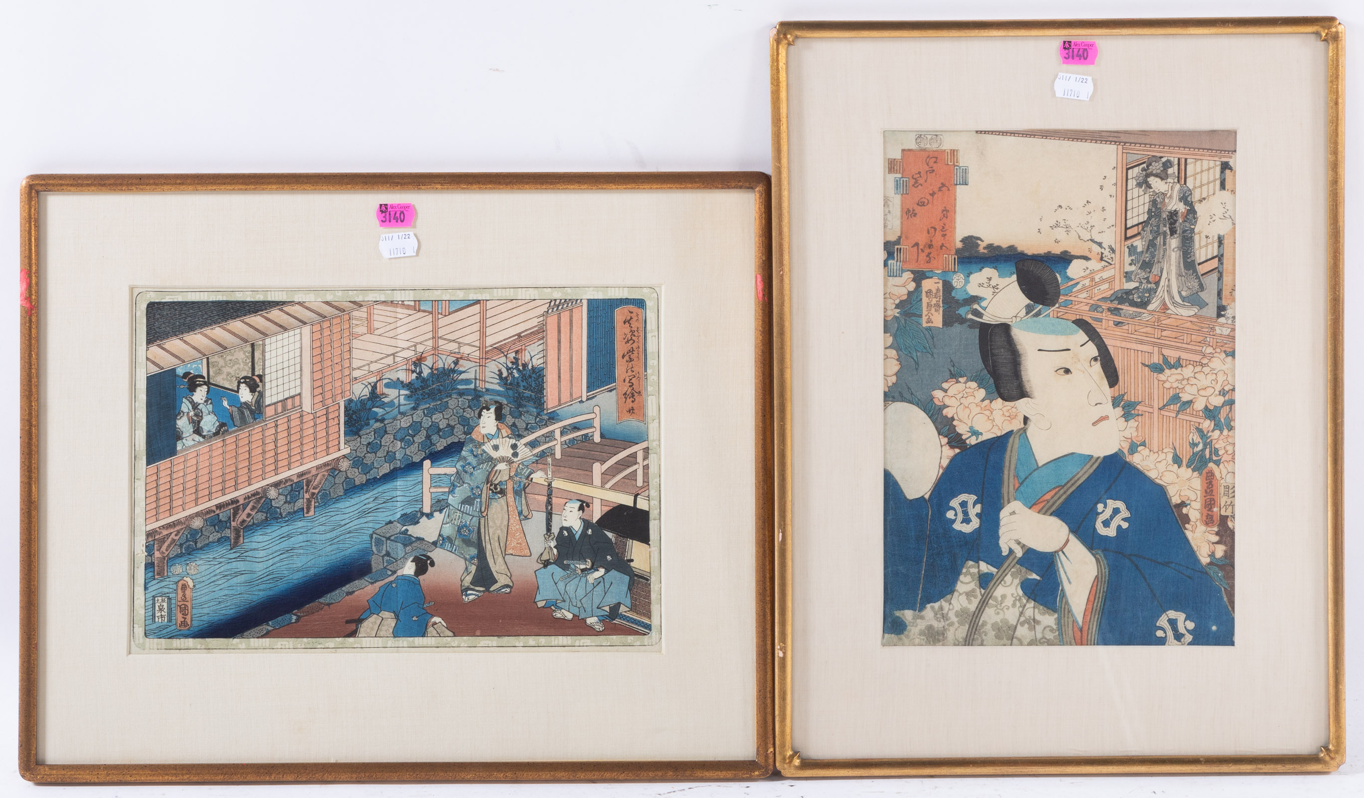 TOYOKUNI III. TWO FRAMED WOODBLOCK