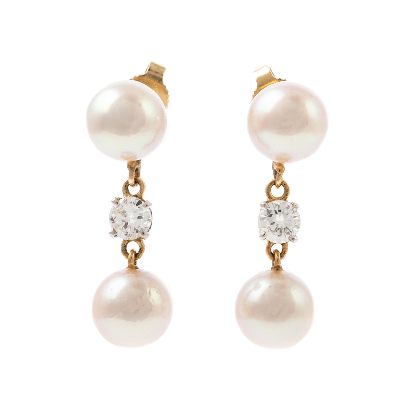 A PAIR OF PEARL DIAMOND DANGLE 2e8eef