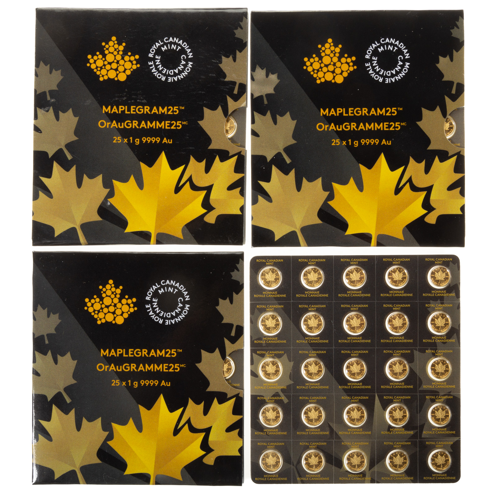 FOUR PACKS CANADIAN MINT GOLD MAPLEGRAMS 2e8fcc