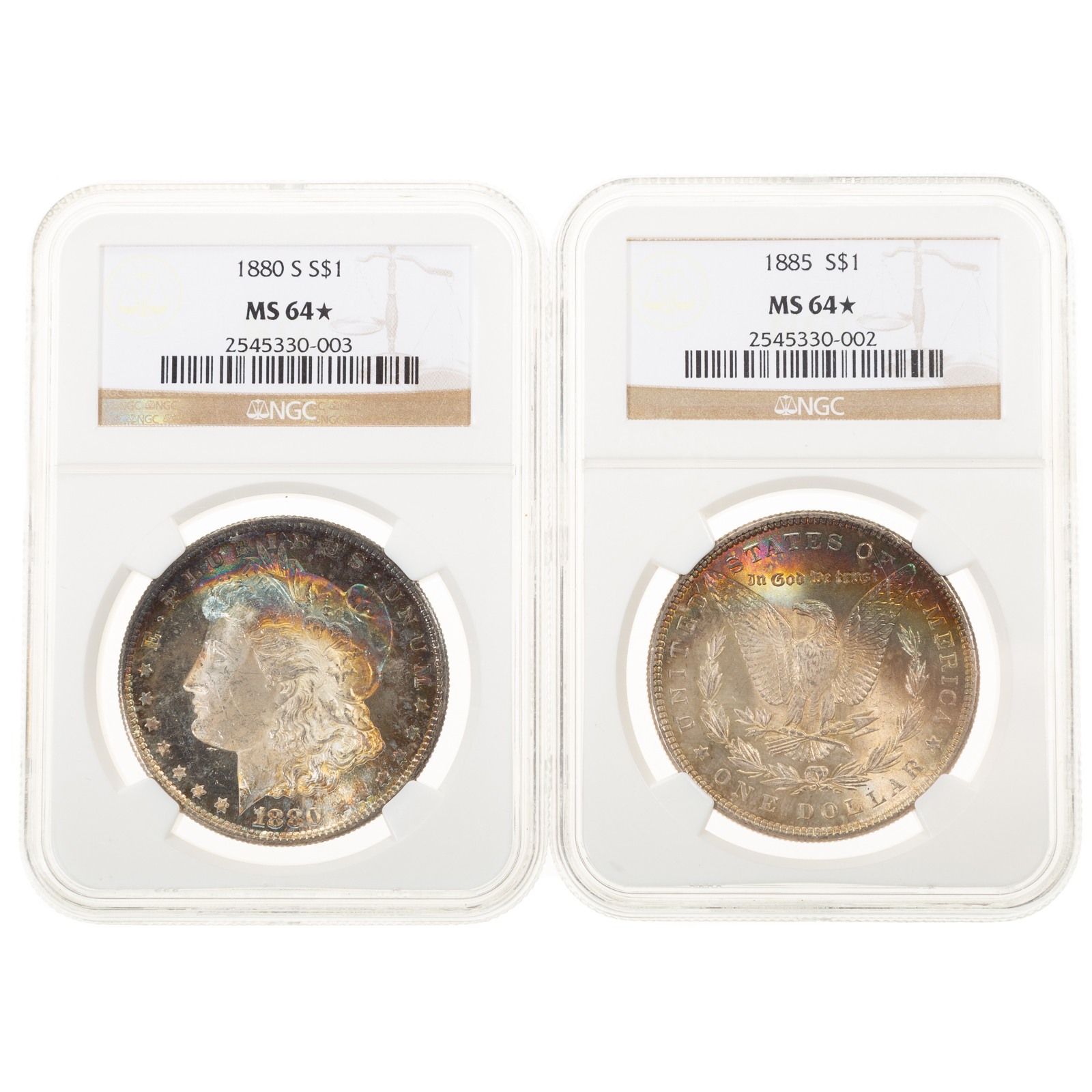 A PAIR OF NGC MS64STAR MORGAN DOLLAR 2e9003