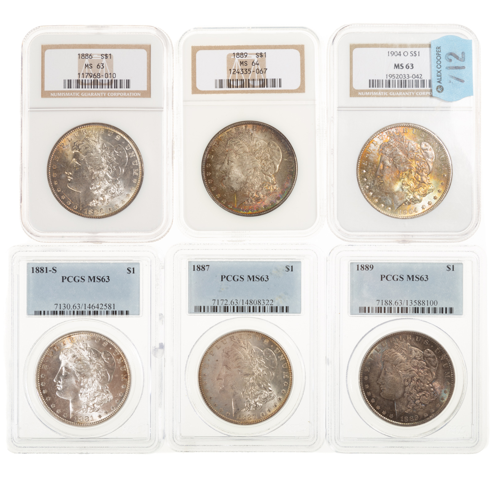 SIX MORGAN DOLLAR TONERS LIGHT 2e9032