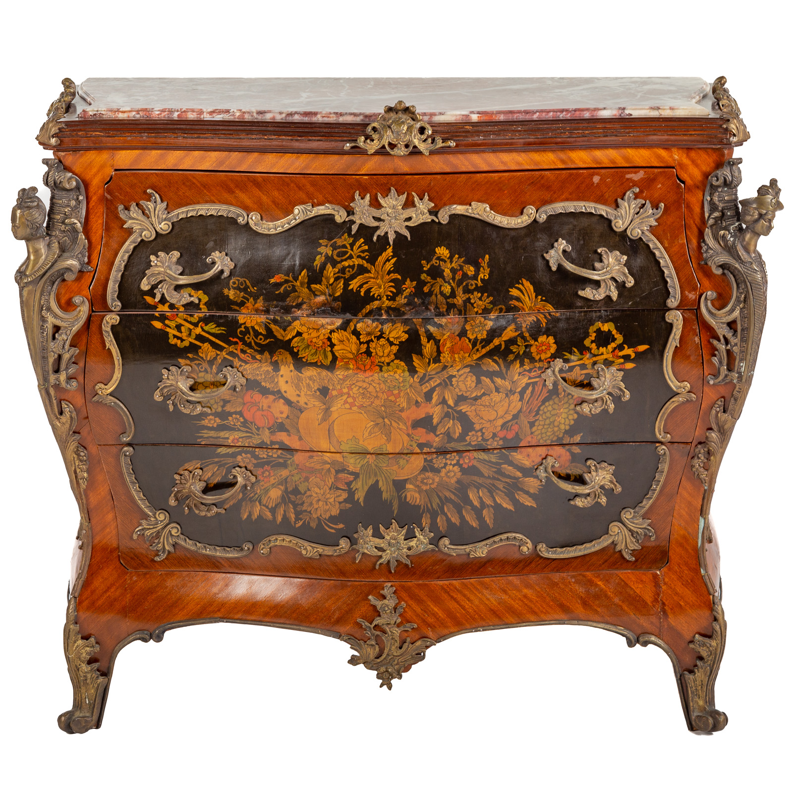 LOUIS XV STYLE MARBLE TOP COMMODE 2e90b0