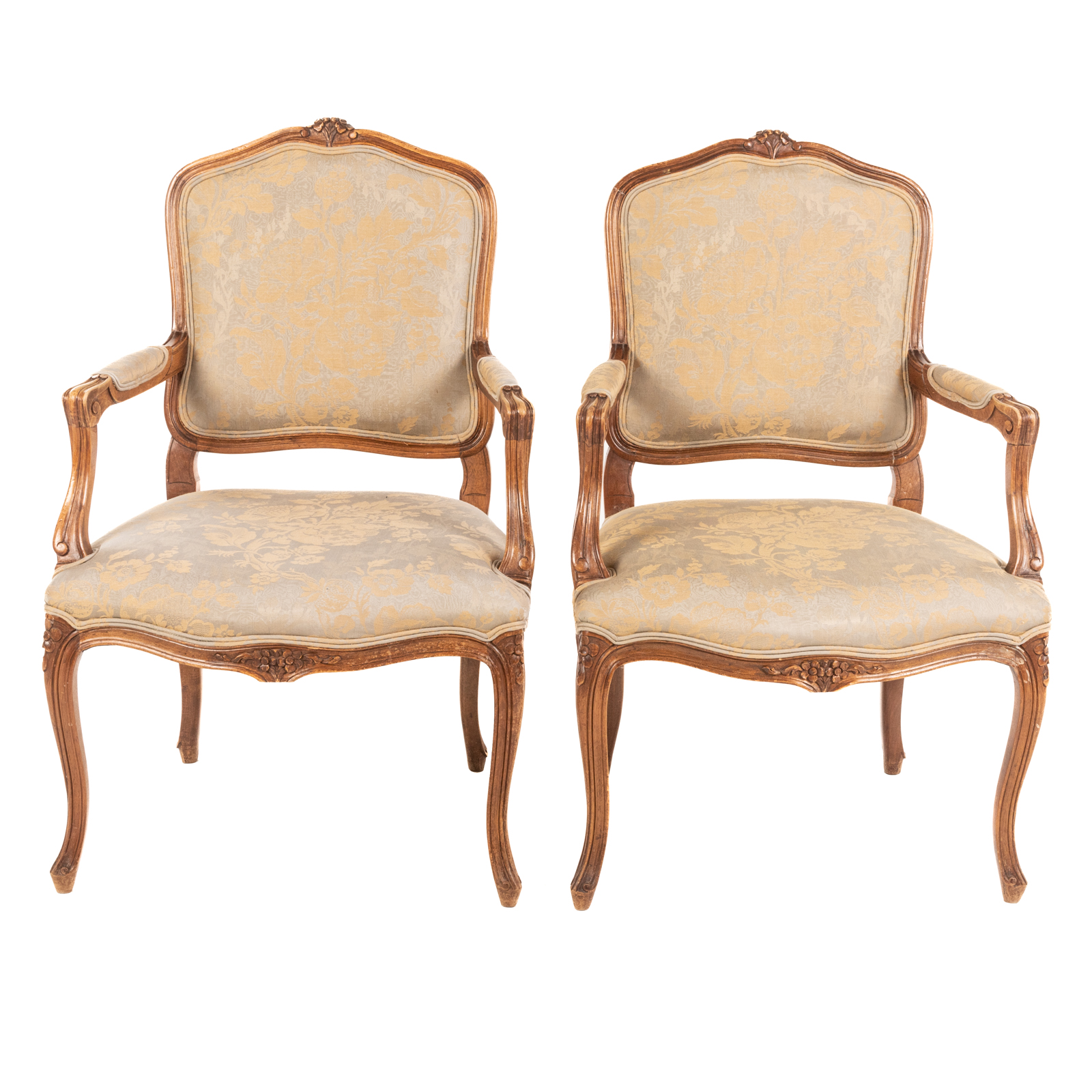 A PAIR OF LOUIS XV STYLE UPHOLSTERED