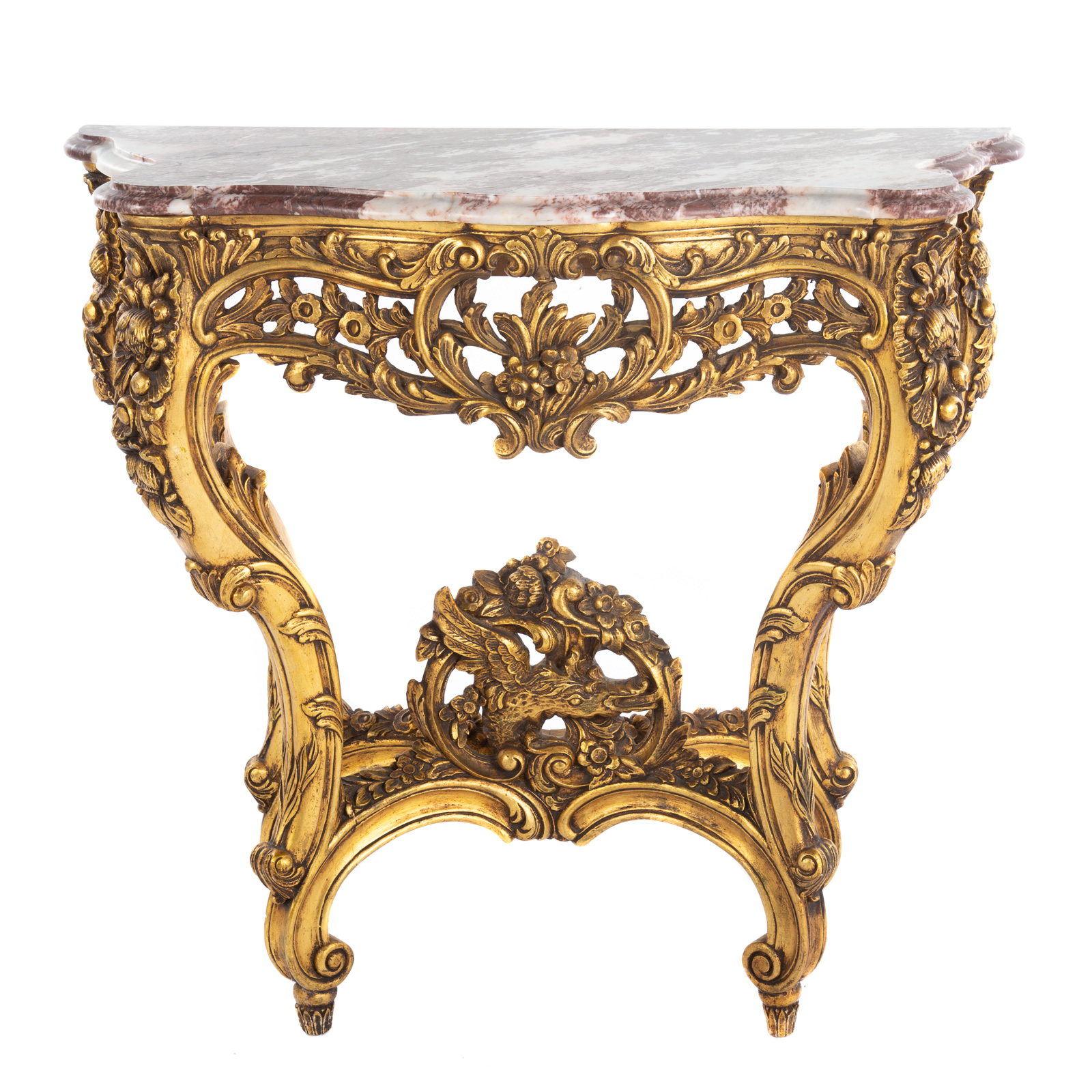 LOUIS XV GILTWOOD MARBLE TOP HALL