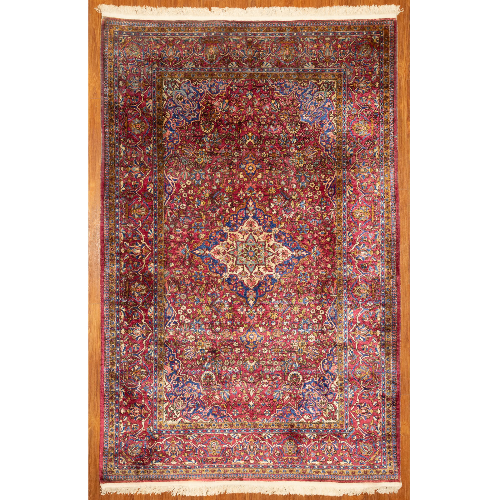 ANTIQUE SILK KASHAN RUG, PERSIA,