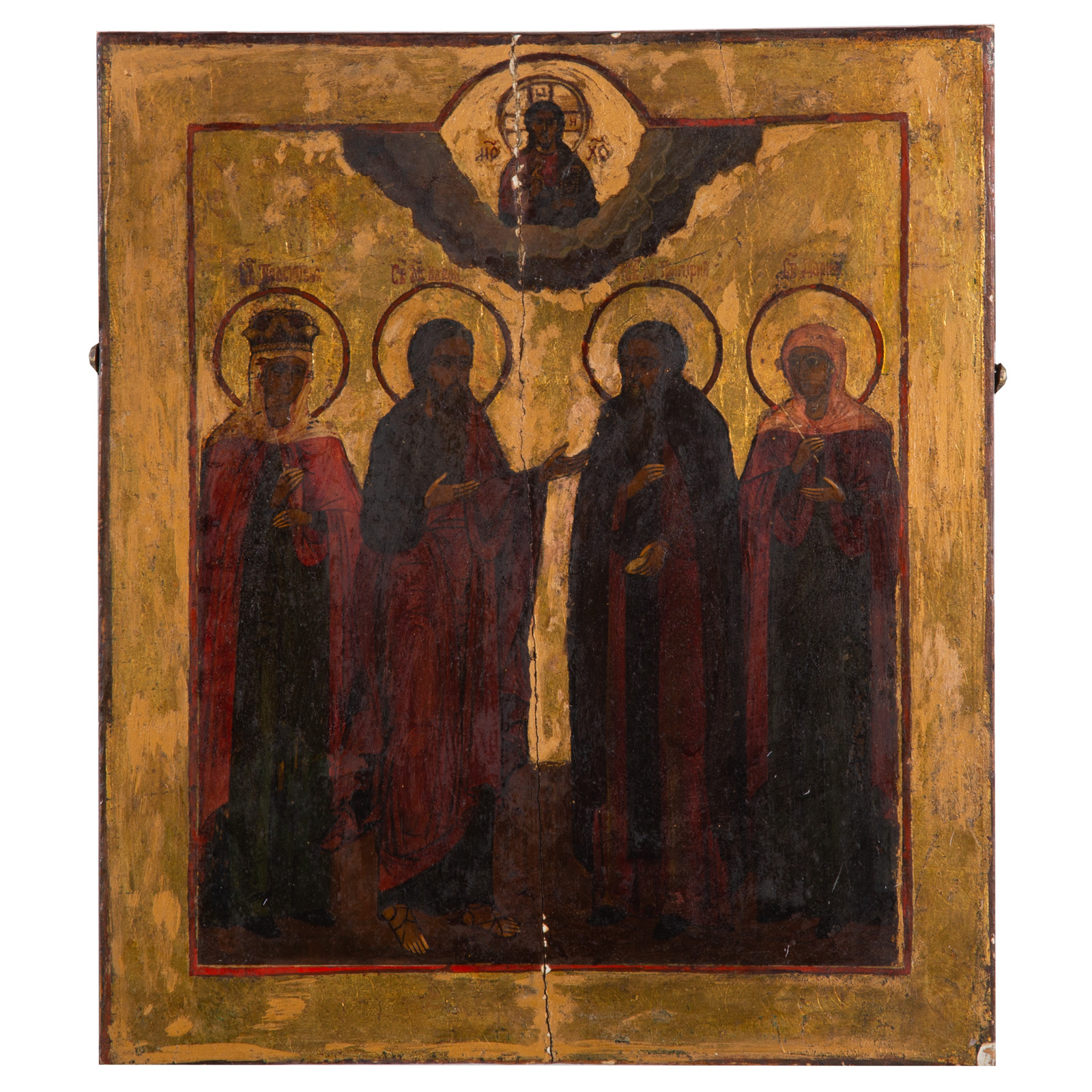 19TH C. RUSSIAN ICON OF FOUR SAINTS,