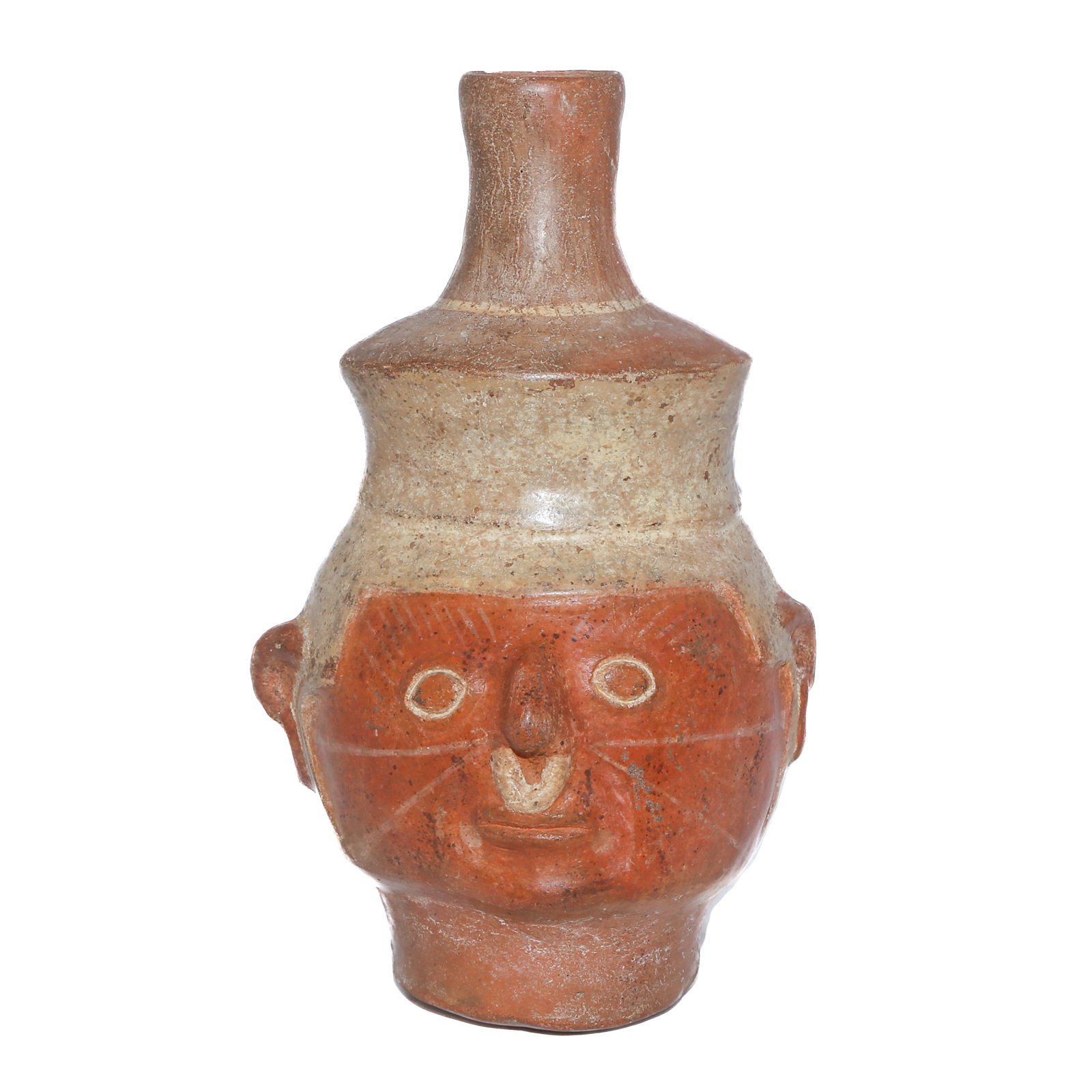 INCA PAINTED EARTHENWARE HEAD VESSEL 2e918d