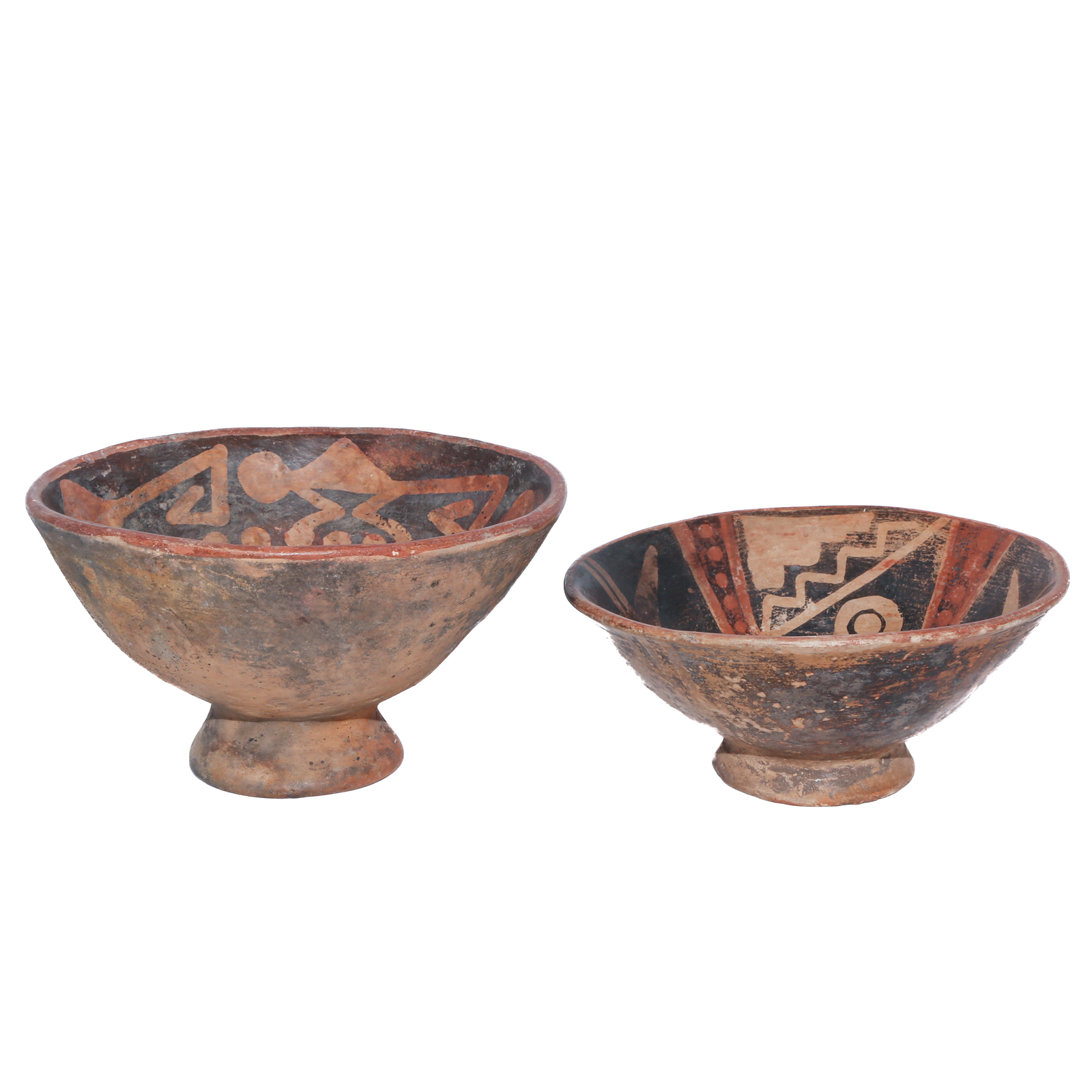 TWO NARINO RESIST-PAINTED EARTHENWARE