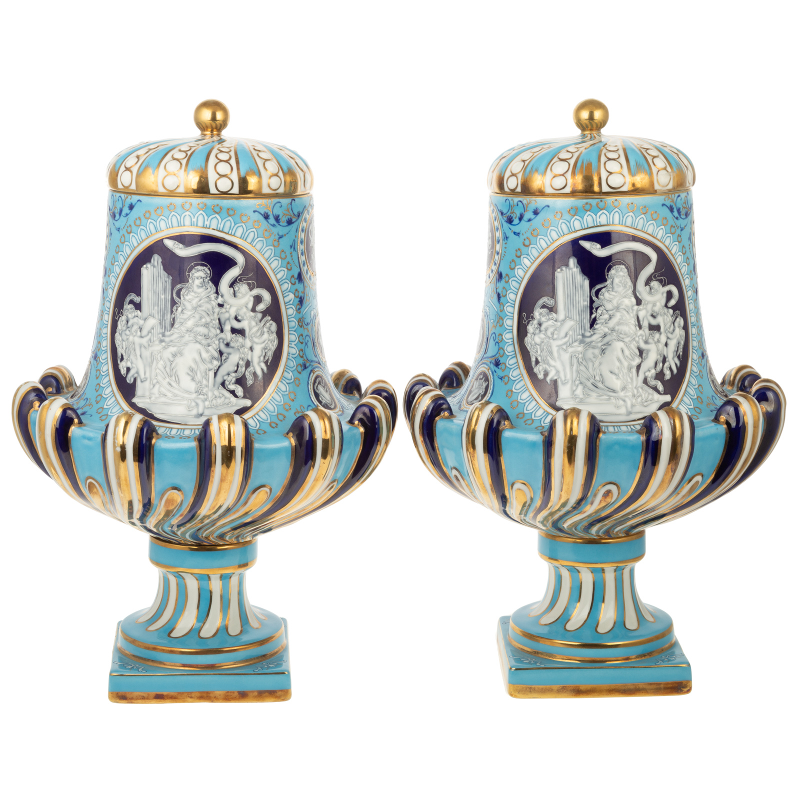 A PAIR OF PATE SUR PATE PORCELAIN