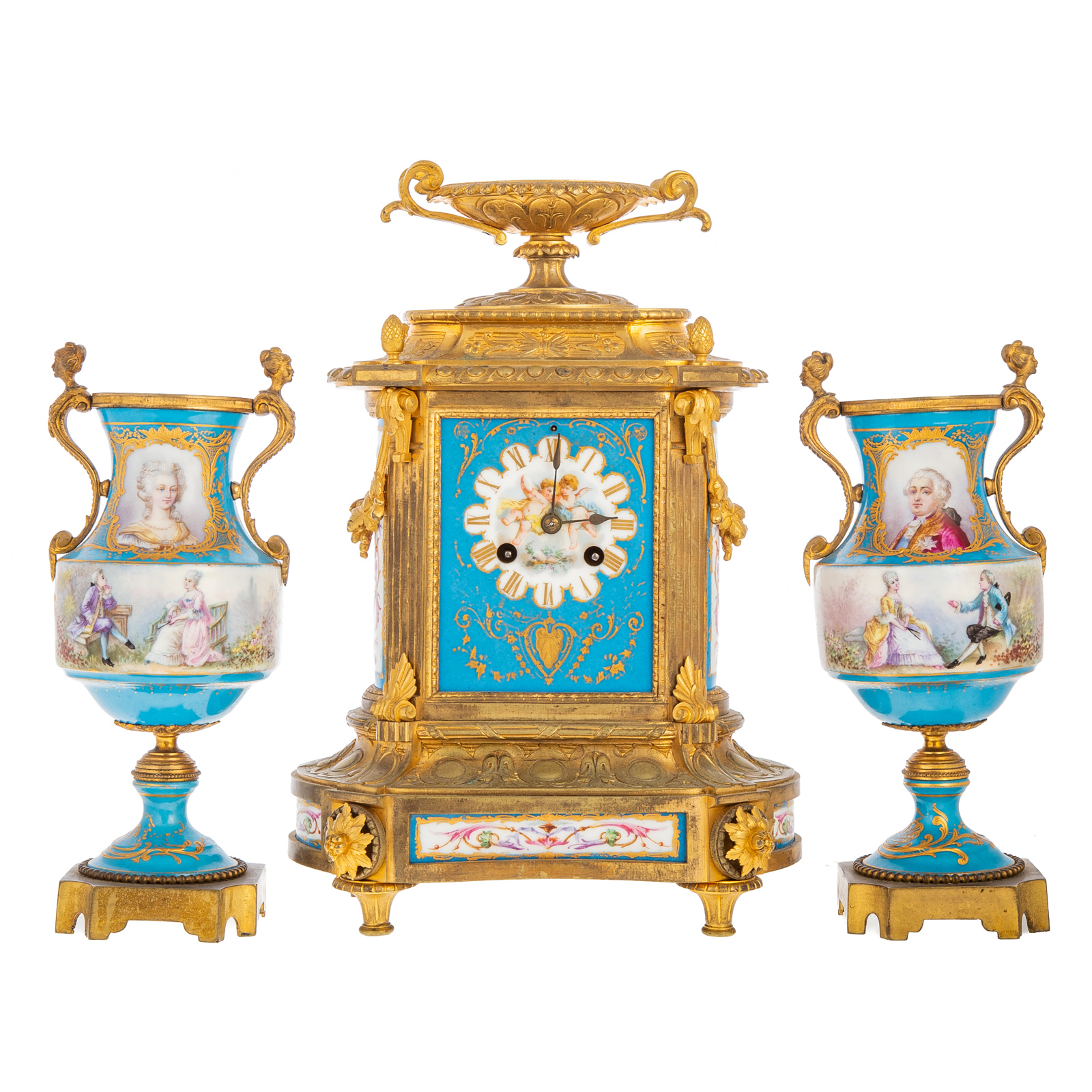 NAPOLEON III BRONZE & PORCELAIN CLOCK