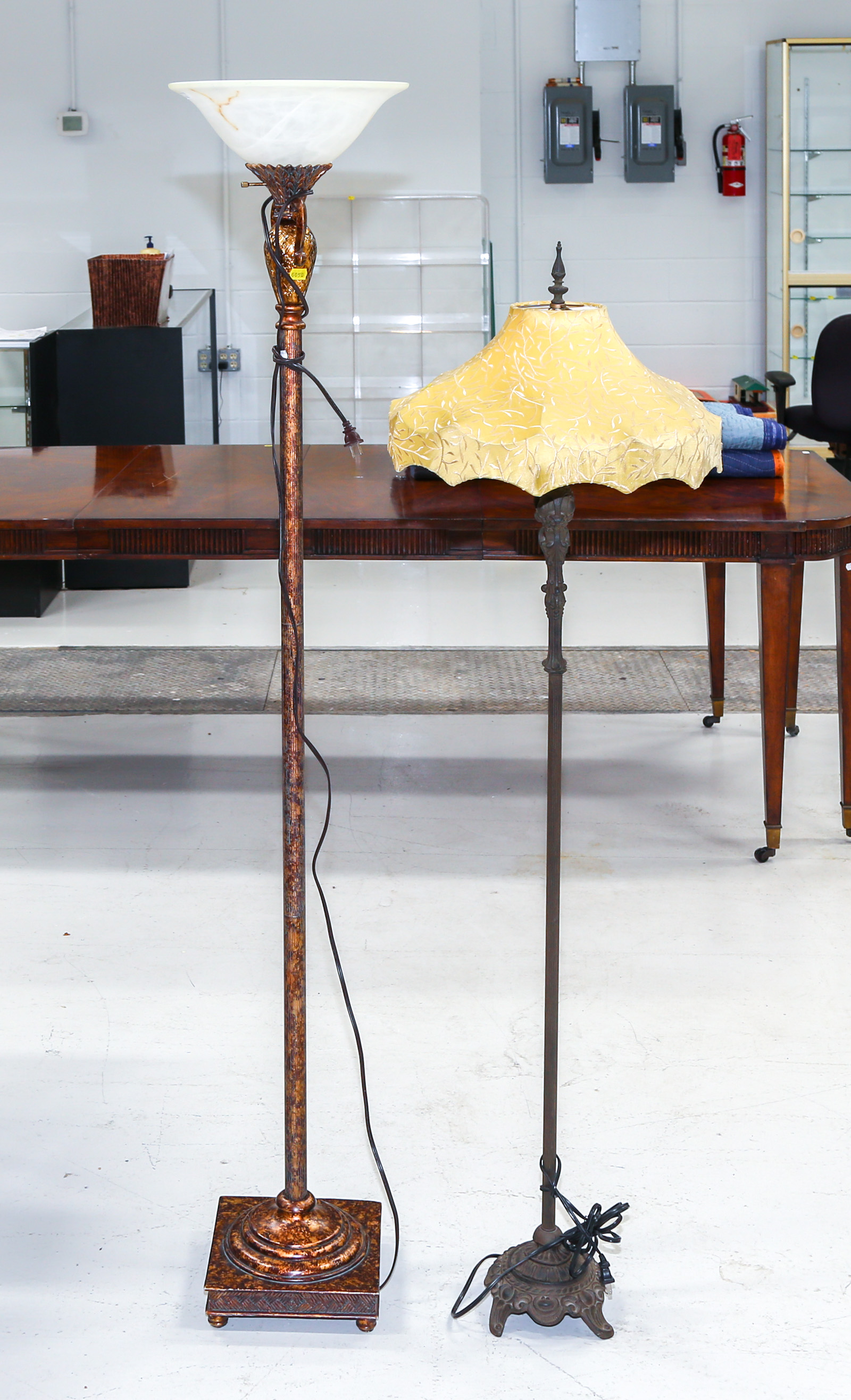 TWO MODERN FLOOR LAMPS 60 and 69 in.