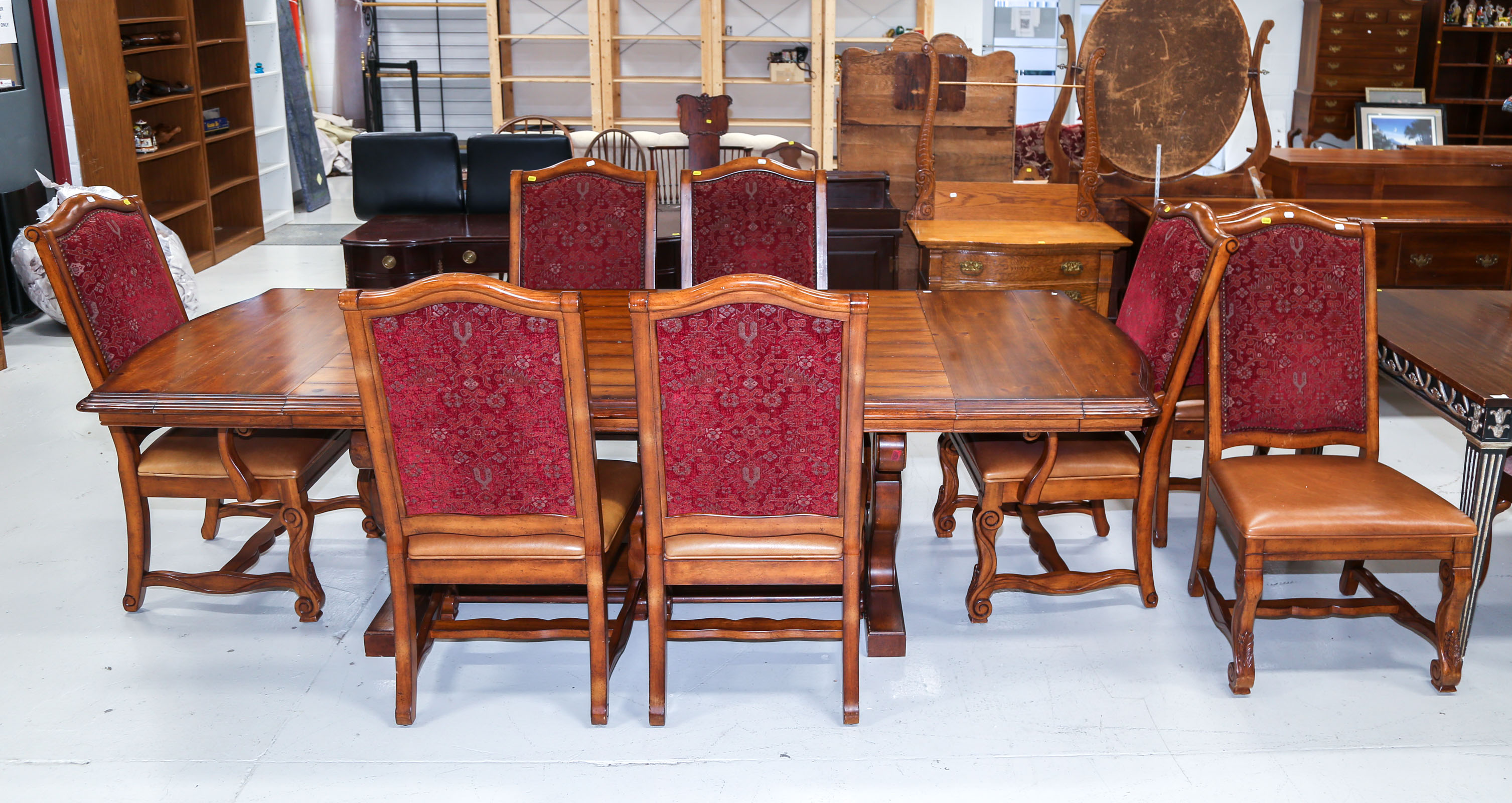 BAROQUE STYLE CHERRY DINING TABLE;